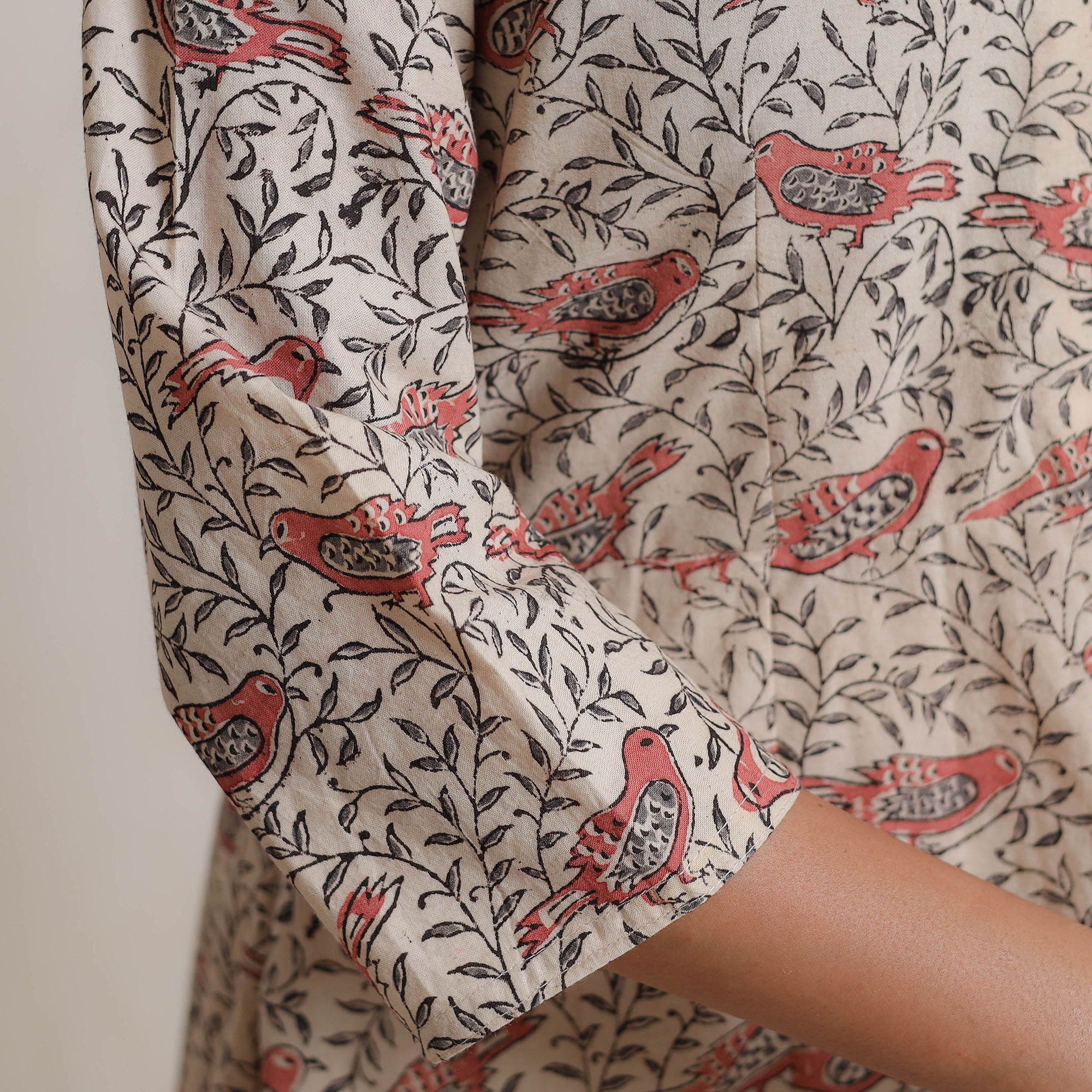 ITOKRI CASUALS Beige - Pedana Kalamkari Block Printed Cotton A-Line Kurta 04 - view 6