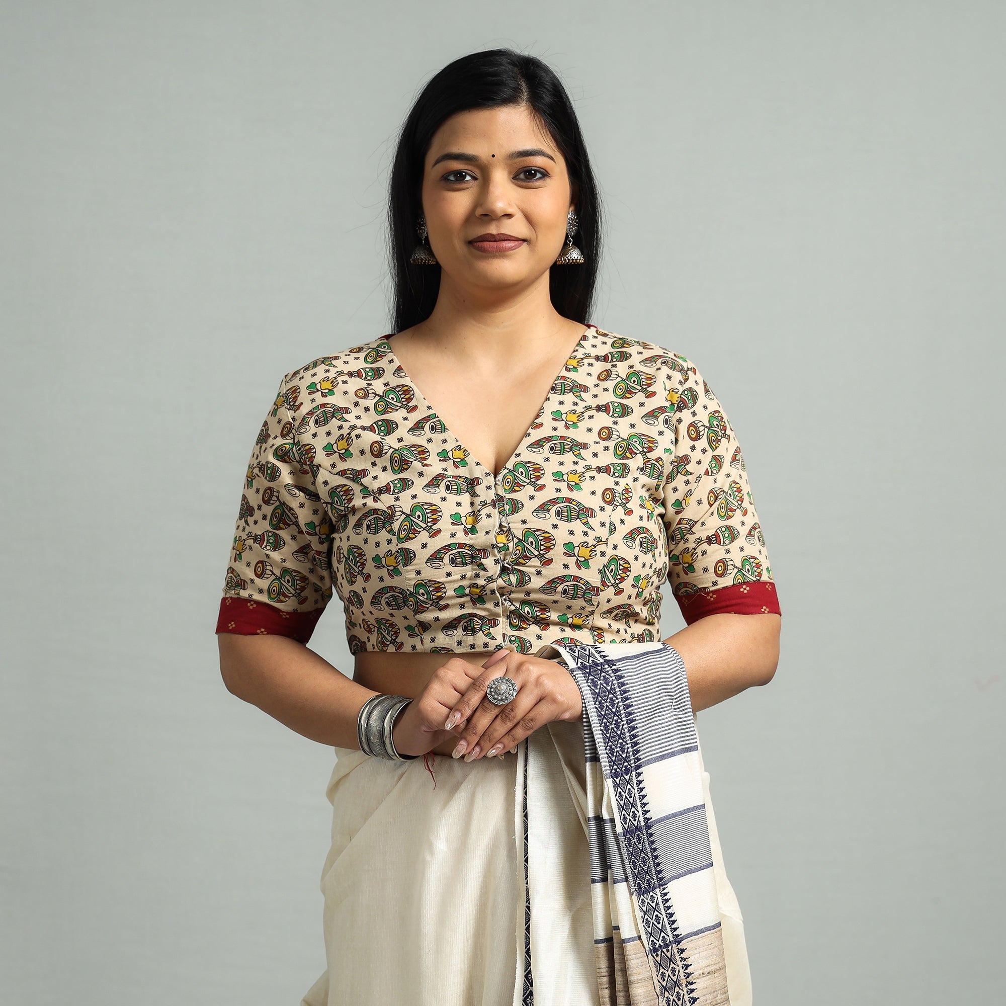 ITOKRI CASUALS Beige - Kalamkari Printed Cotton Stitched Blouse - view 2