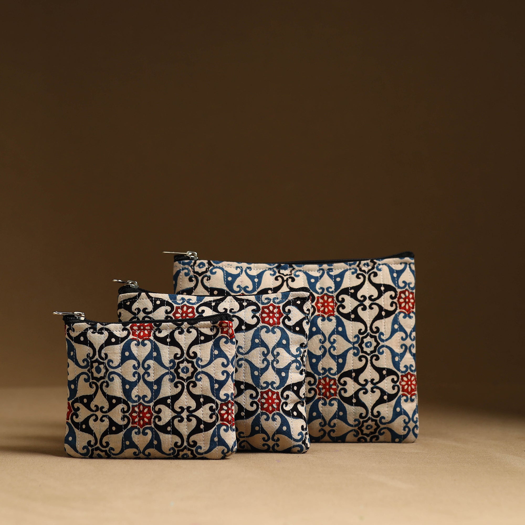 NOORI BAZAR Beige - Handmade Cotton Multipurpose Utility Pouches (set of 3) 13