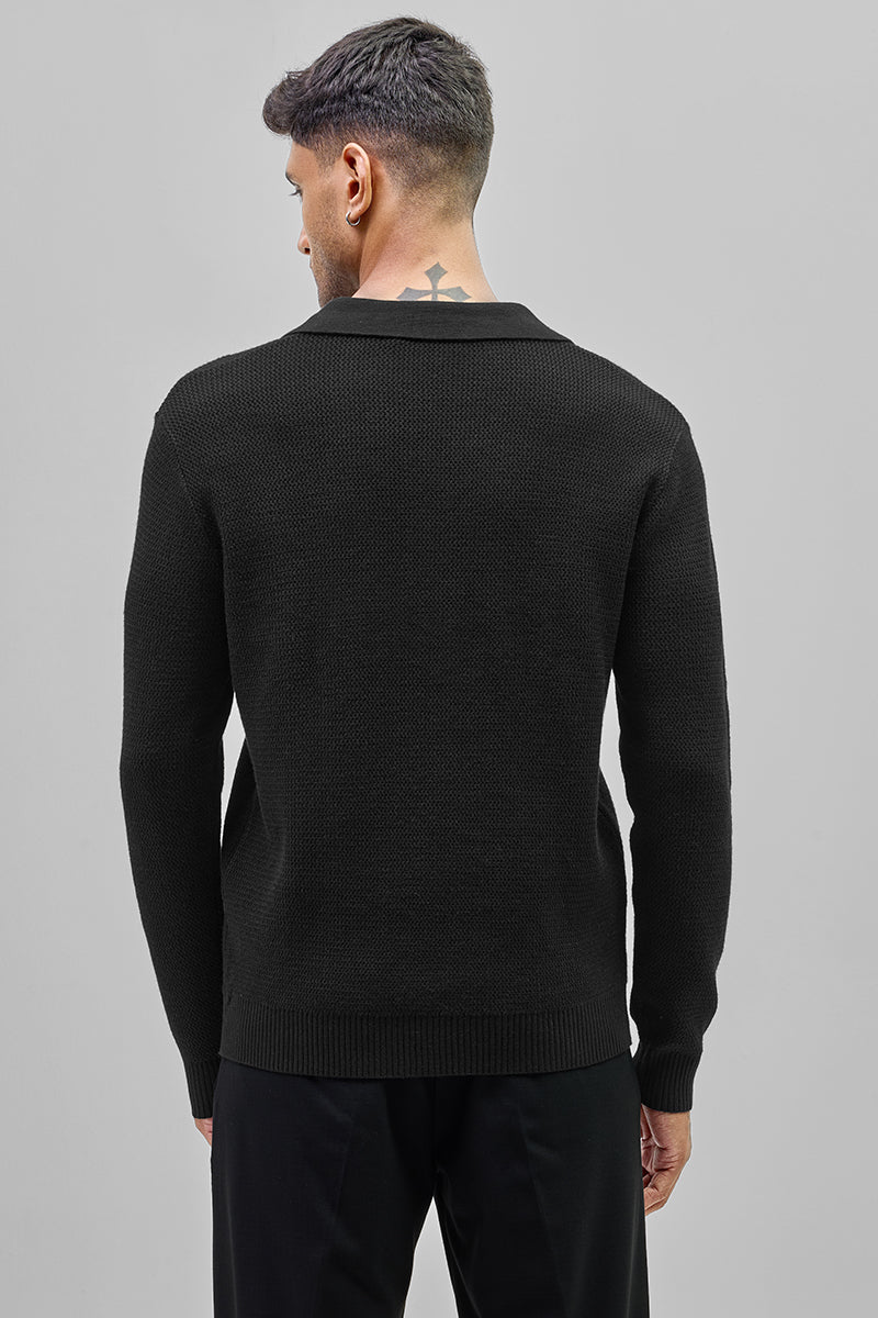SNITCH Black Knitted Polo Sweater - view 8
