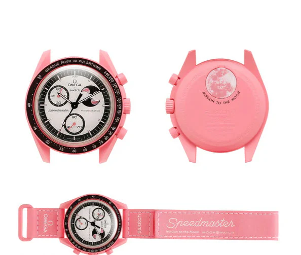 Cop Underdog Swatch x Omega Bioceramic Moonswatch Mission to the Pink Moon - view 2