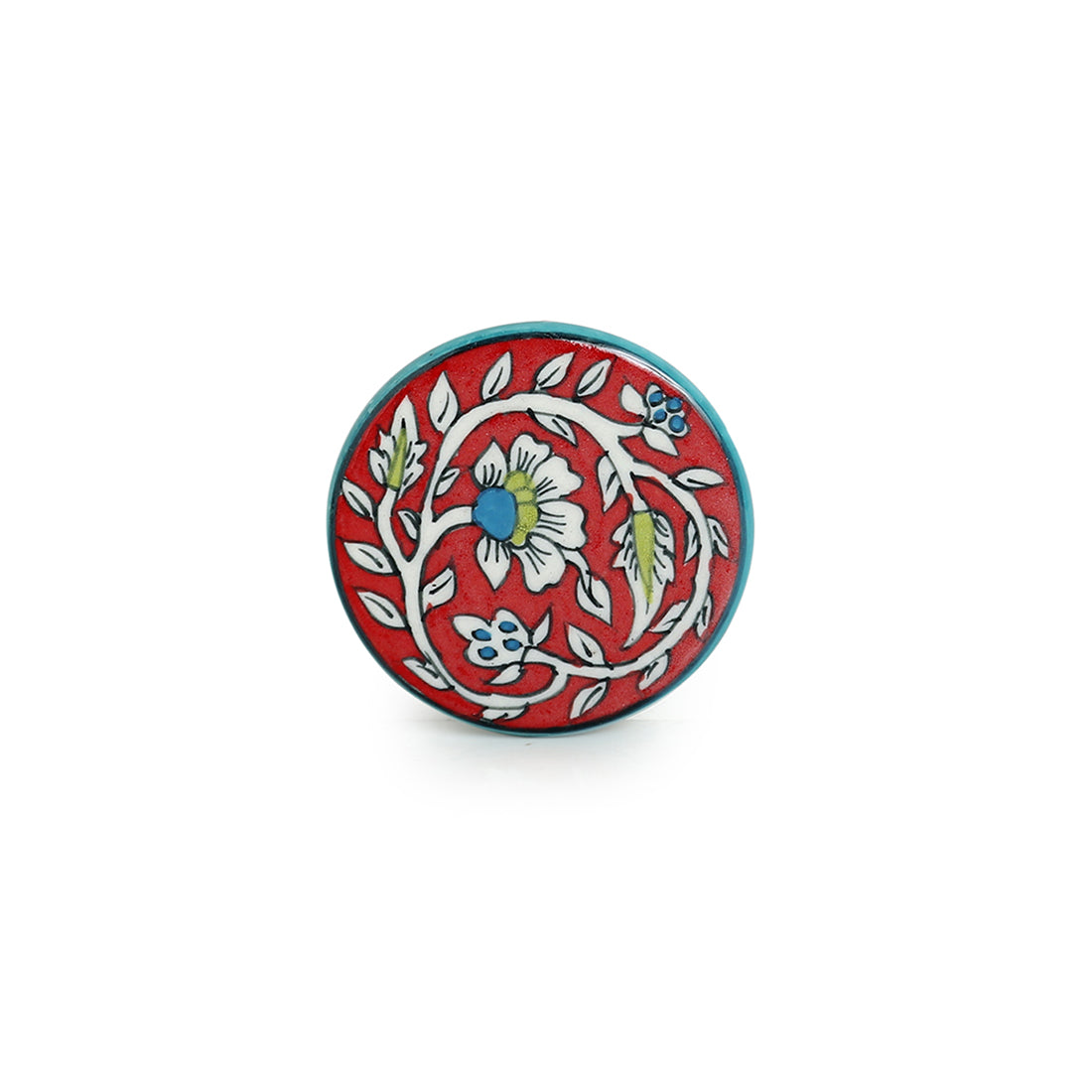 EXCLUSIVELANE 'Mughal Disks' Floral Handpainted Coasters In Ceramic (Set of 4) - view 4