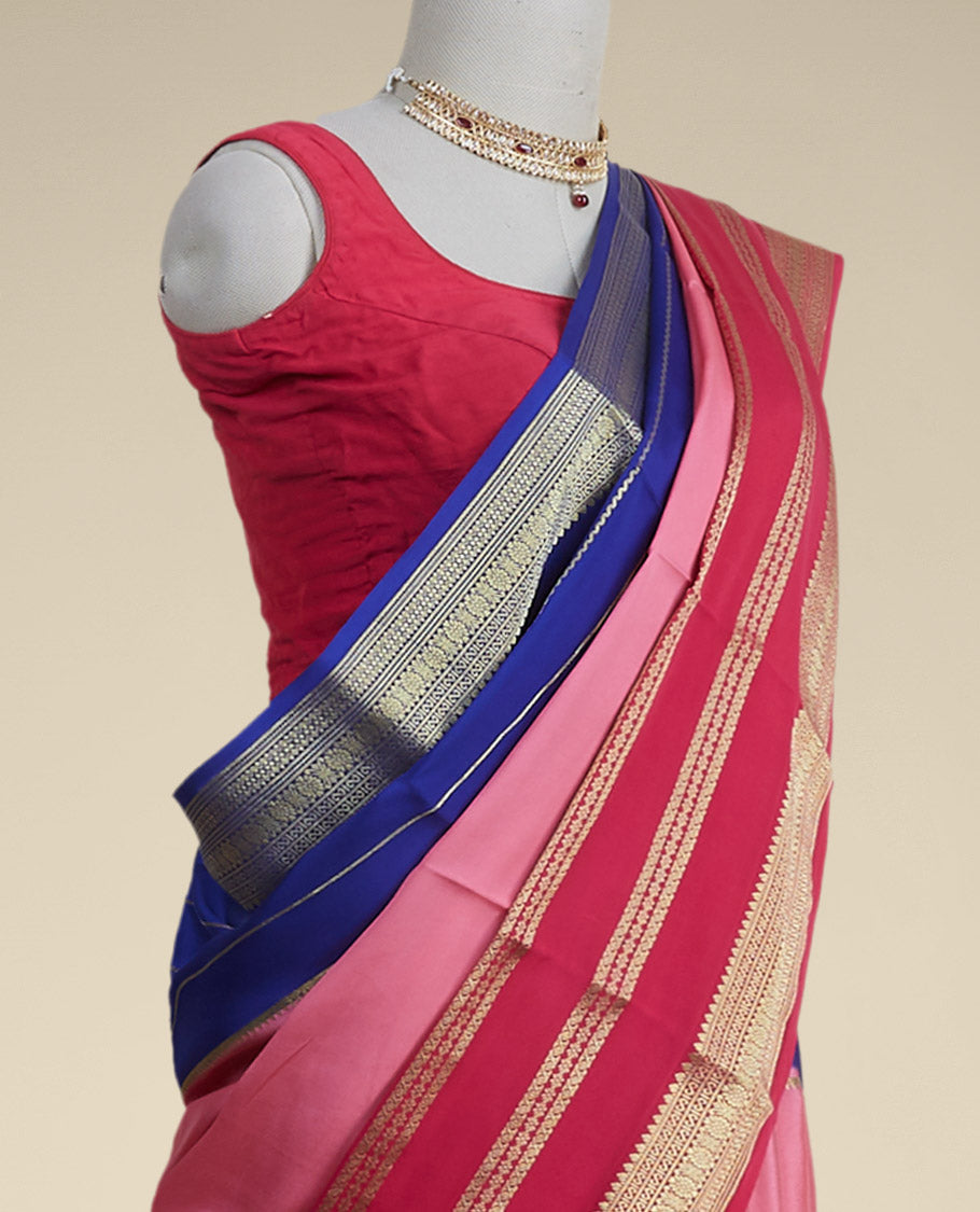 Pothys Pink mysore silk saree with intricate zari design border