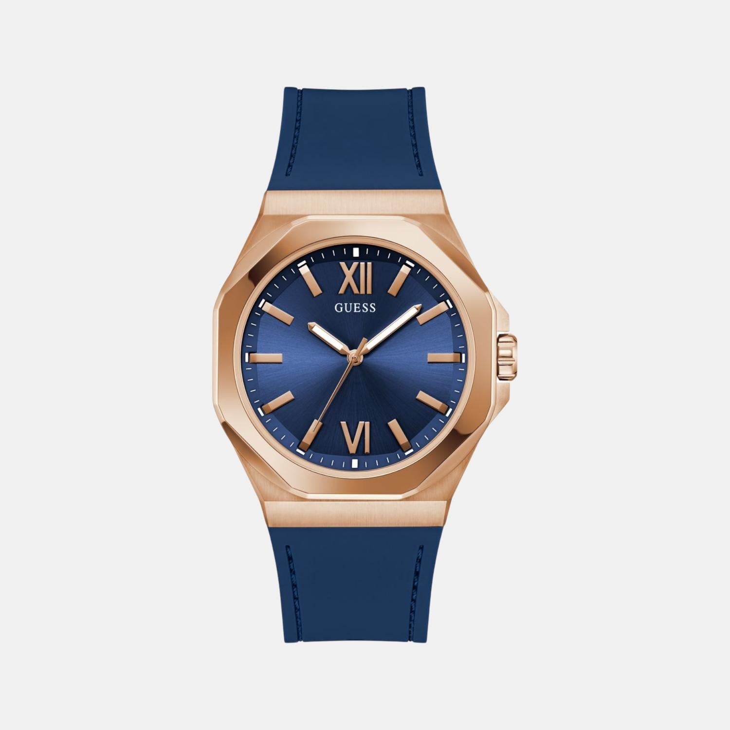 Guess Dress Men Quartz Blue Dial Analog Silicone Watch GW0850G3