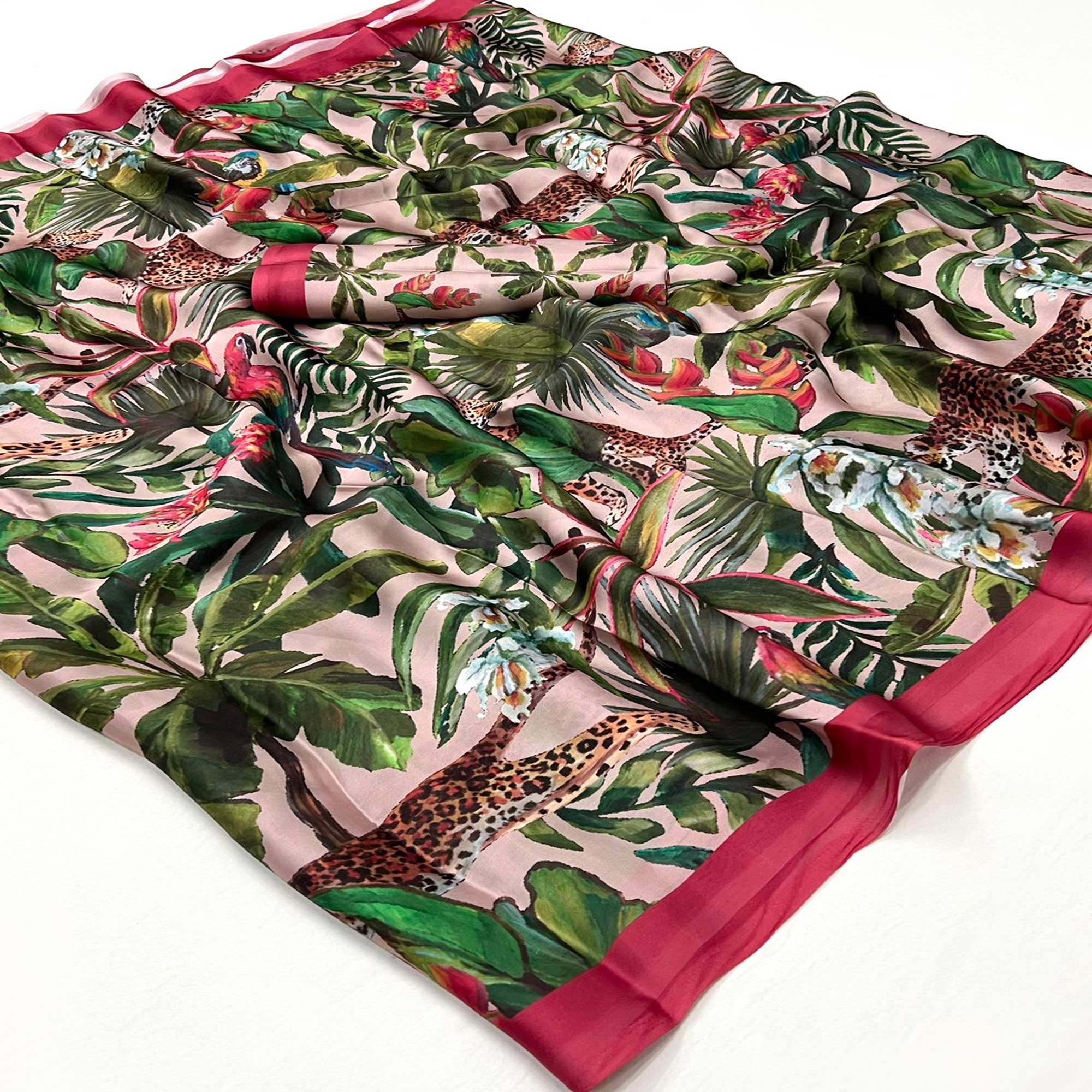 Peachmode Light Mauve Floral Digital Printed Satin Saree