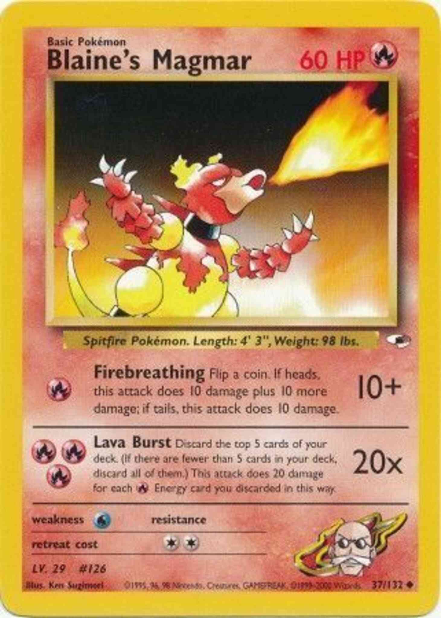 Unlimited gym1u-37 non-holo – Pokémon Blaine's Magmar - 37/132 - Uncommon - Unlimited [gym1U-37] [Non-Holo]