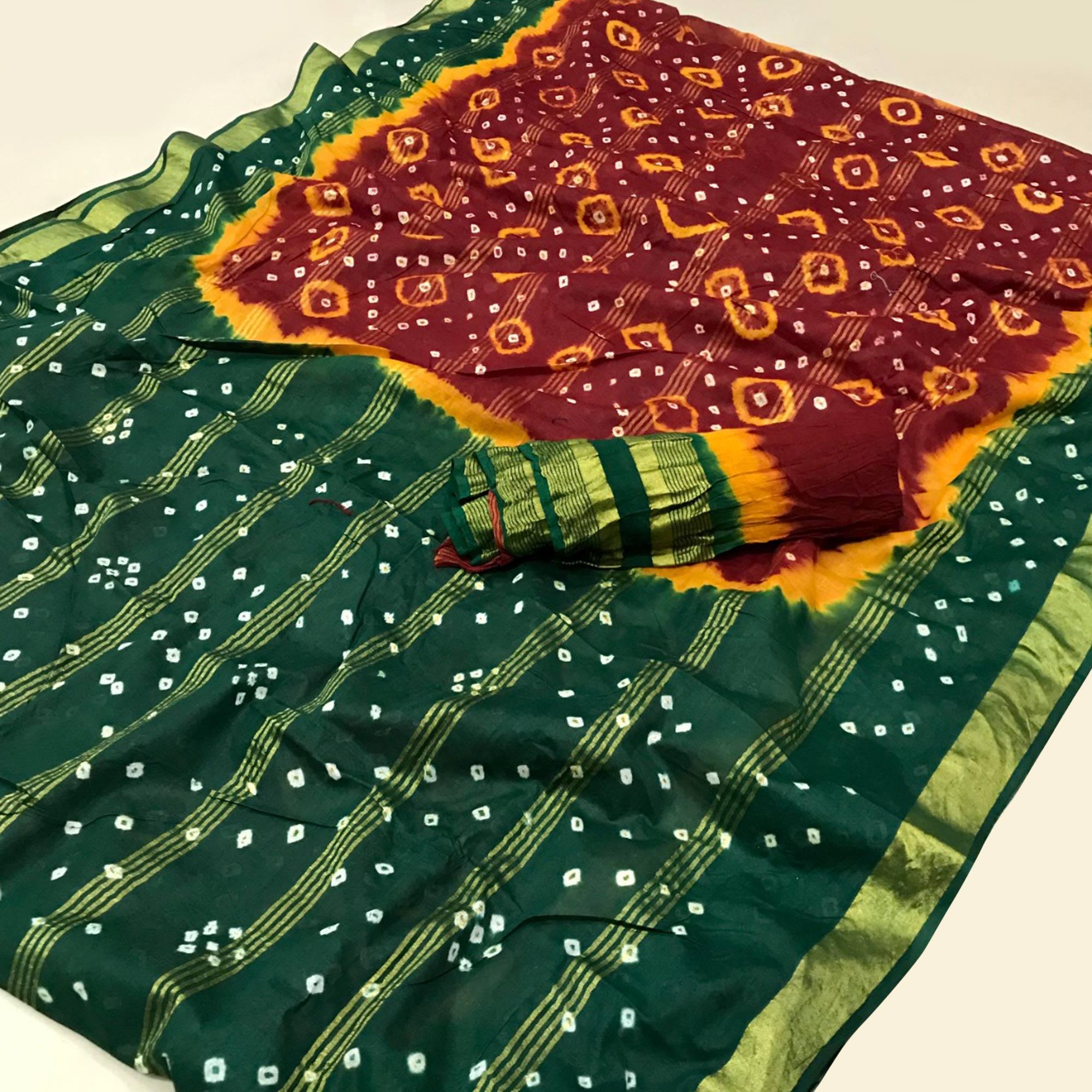 Peachmode Maroon Casual Wear Printed Pure Cotton Saree