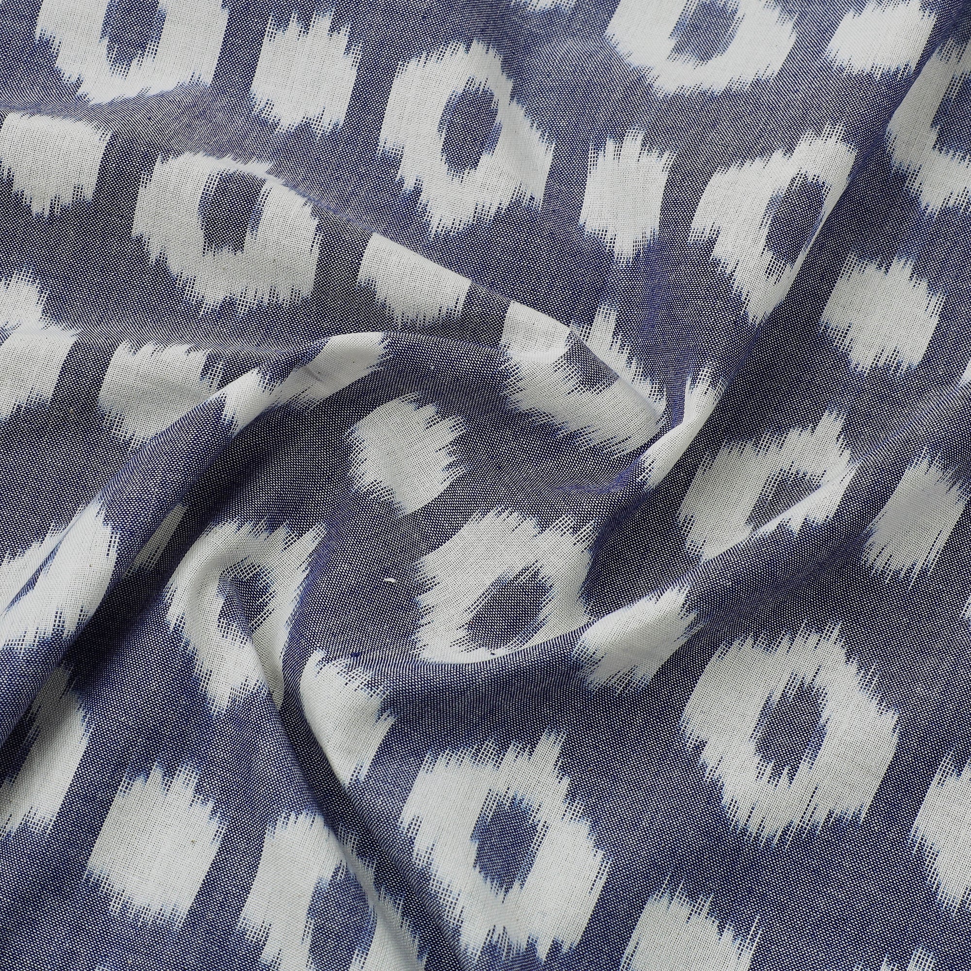 IKAT WEAVES BY EDEM CHANDANA Blue - Central Asian Pochampally Ikat Cotton Fabric 12 - view 3