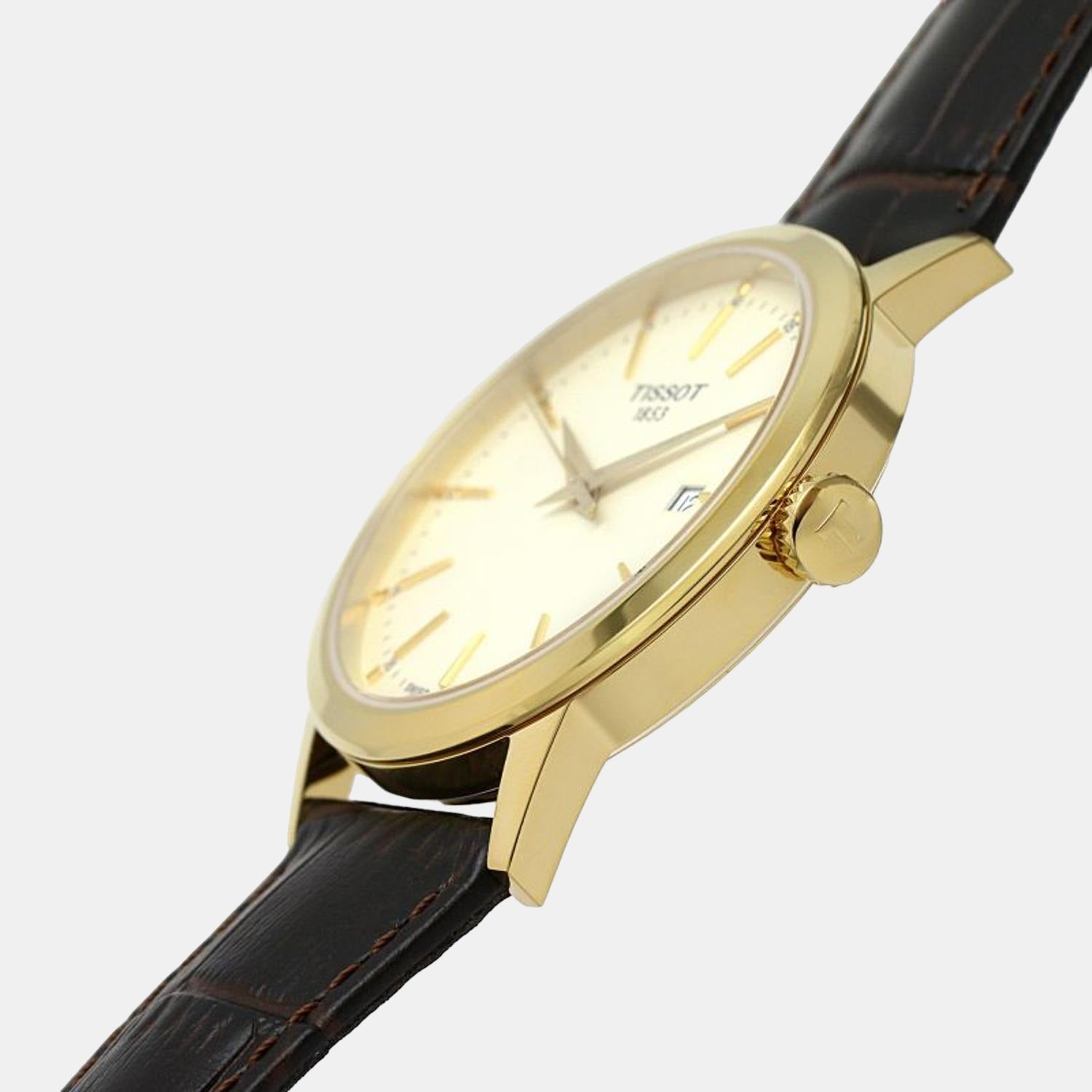 Tissot Classic Dream Men's Beige Analog Leather Watch T1294103626100 - view 2