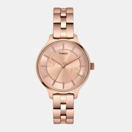 Timex Fashion Women Quartz Pink Dial Analog Stainless Steel Watch TWEL14808