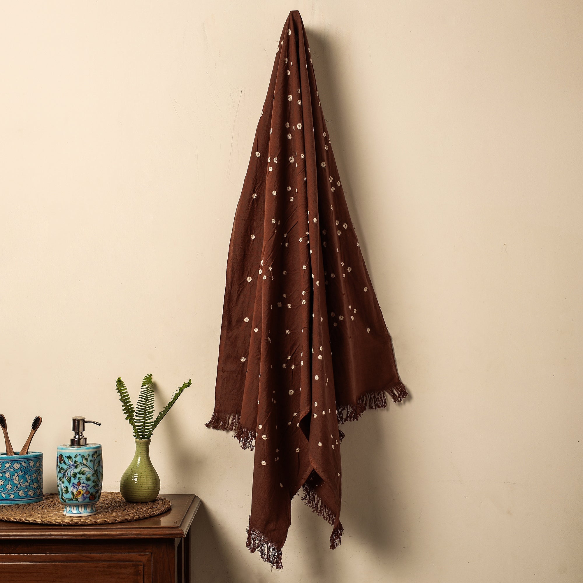 KACHCHH JI CHHAAP Brown - Bandhani Tie-Dye Handloom Cotton Towel