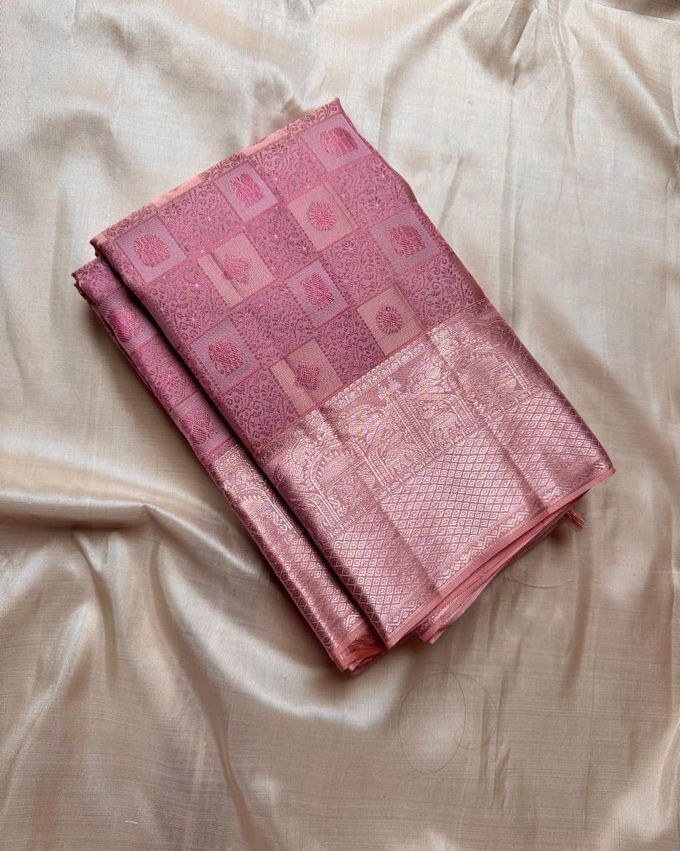 Aayna Innovative Baby Pink Soft Silk Saree With Vestigial Blouse Piece