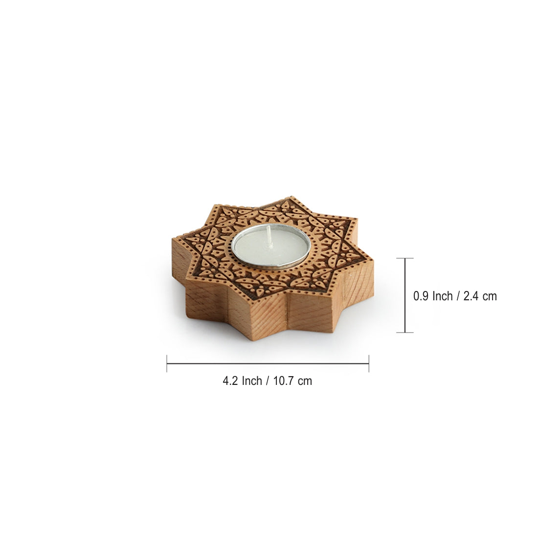 EXCLUSIVELANE 'Jugnu Sitara' Wooden Tea Light Holder - view 5