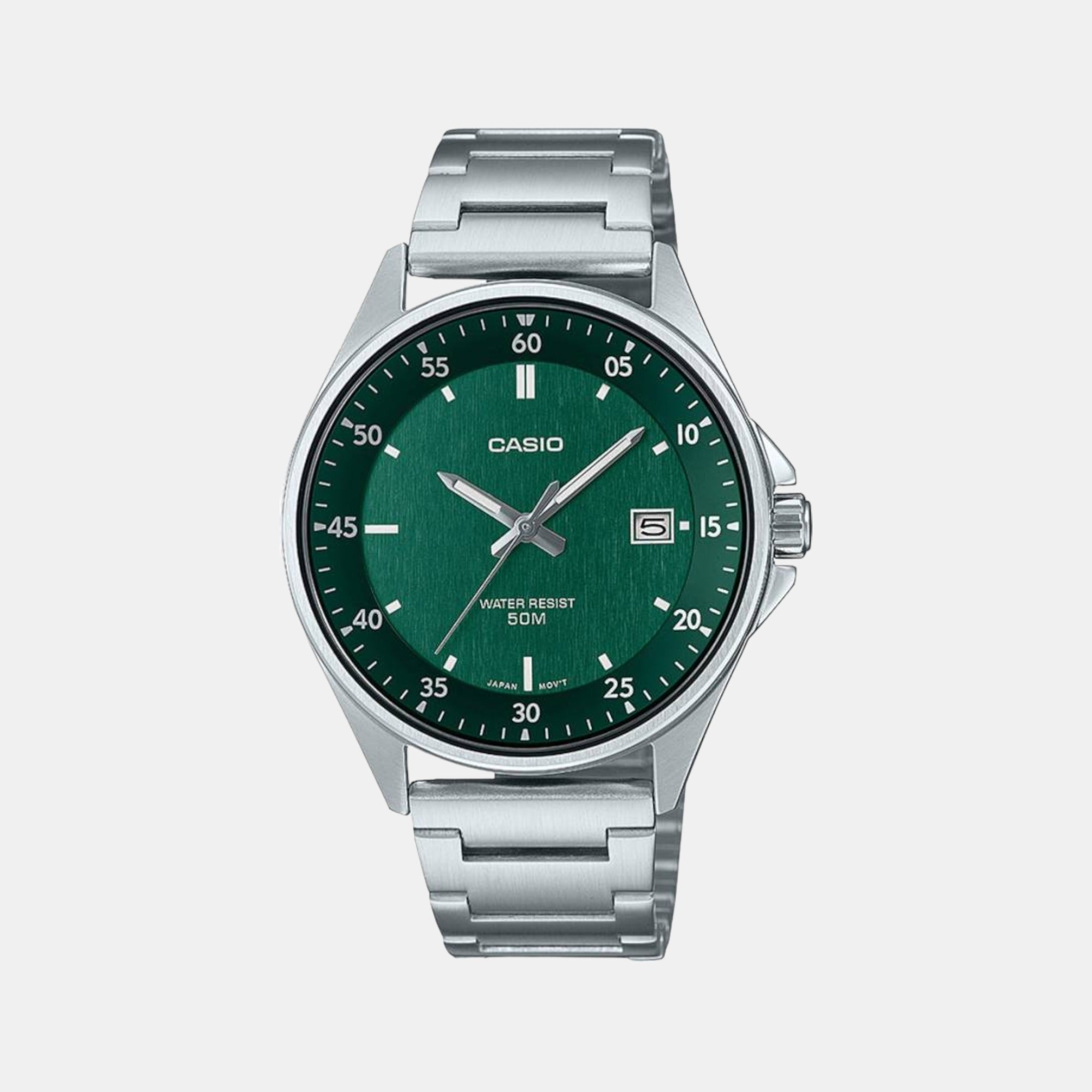 Casio Enticer Men Quartz Green Dial Analog Stainless Steel Watch A2101