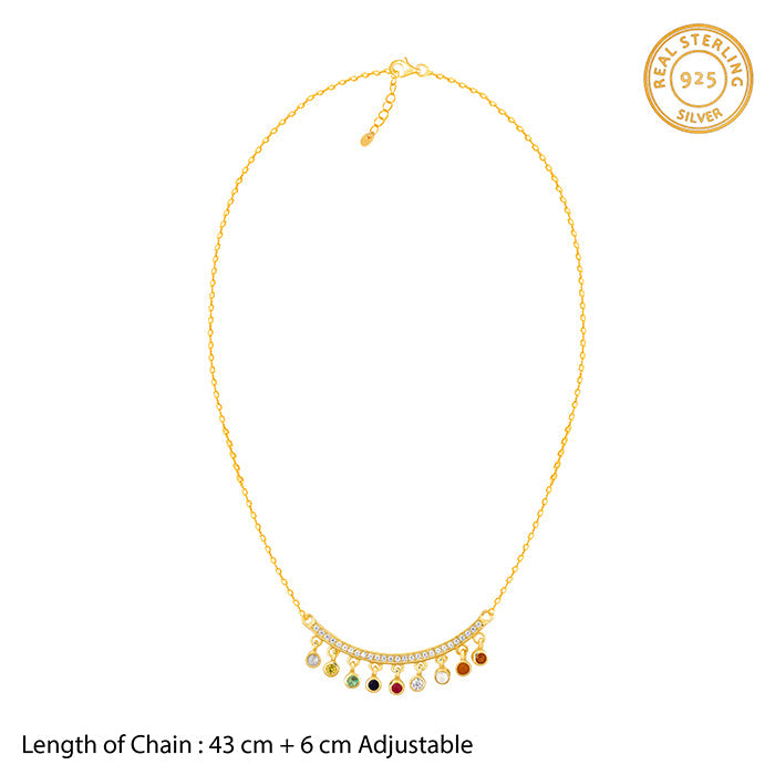 GIVA Jewellery Golden Navratan Necklace - view 5