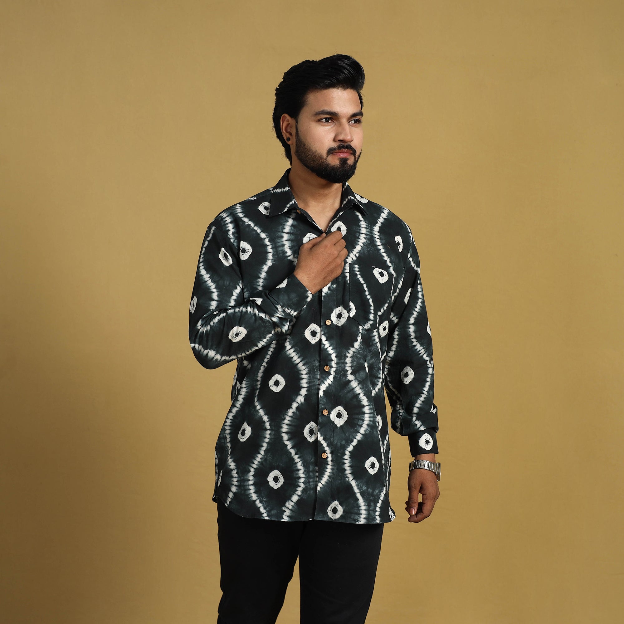 ITOKRI CASUALS Black - Full Sleeve Tie & Dye Cotton Men Shibori Shirt 02 - view 2