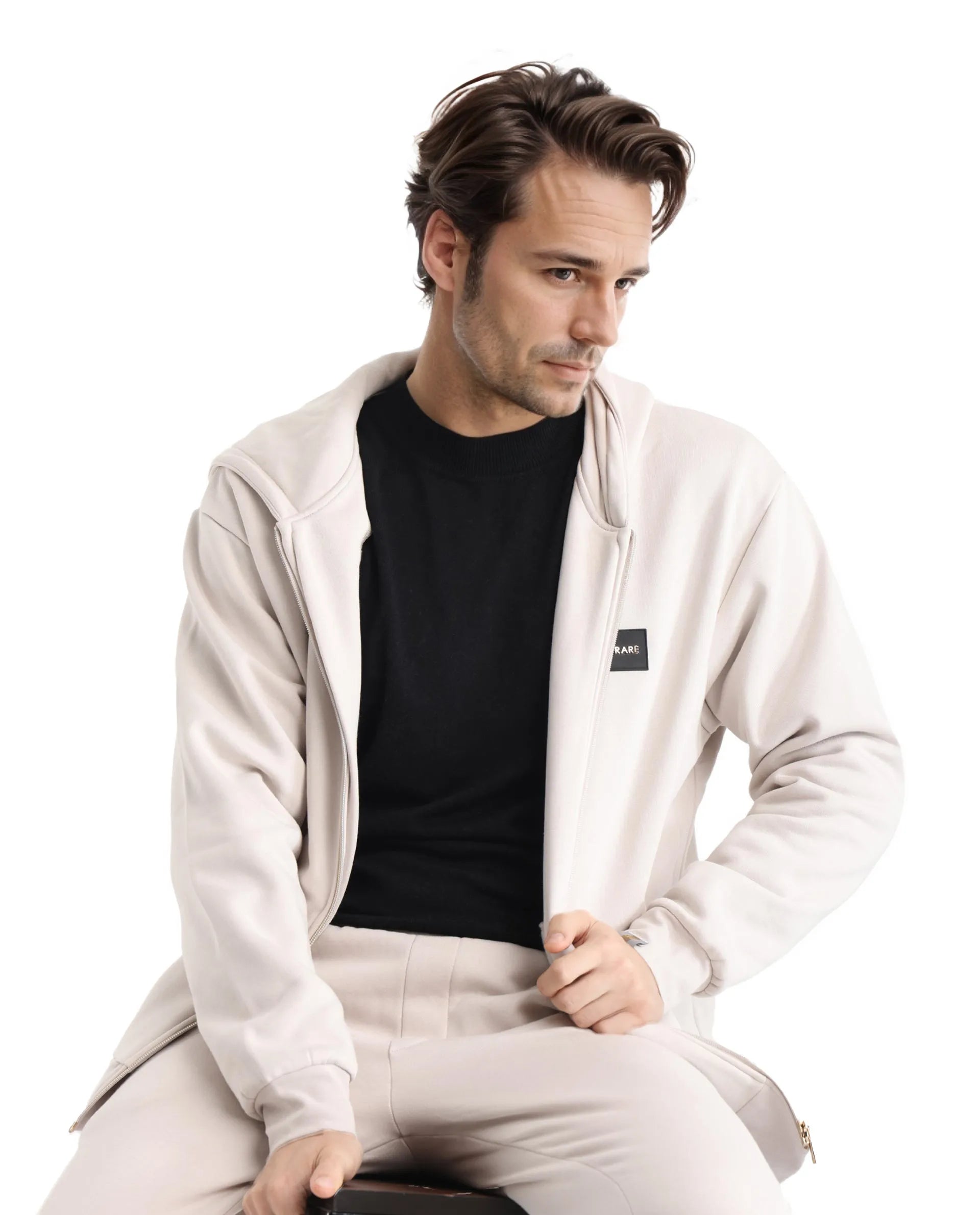 Rare Rabbit Men Anderson-2 Off White Full Sleeve Hooded Zipper Closure Plain Sweatshirt - view 9