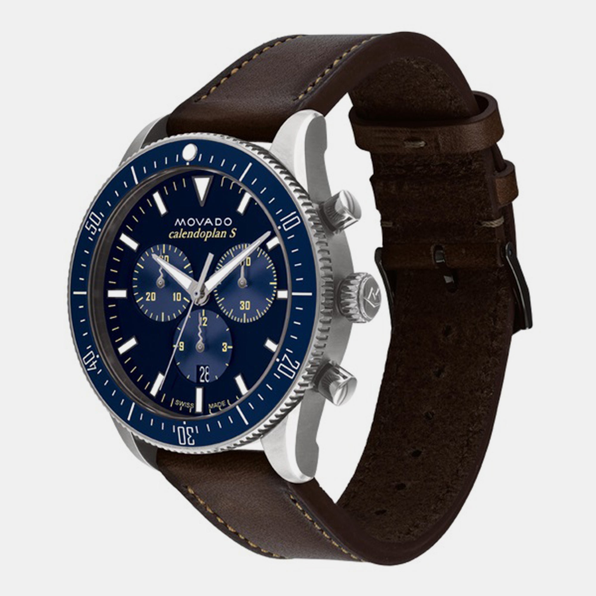 Movado Heritage Men Quartz Blue Dial Chronograph Leather Watch 3650121 - view 2