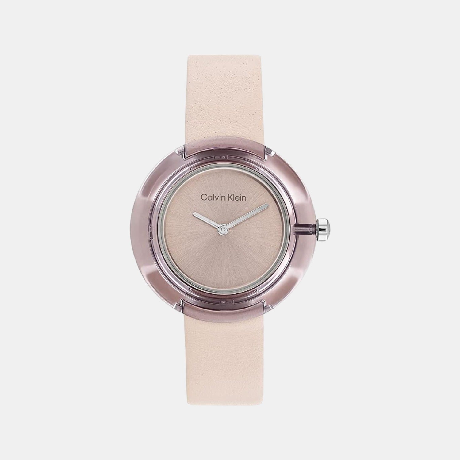 Calvin Klein Circular Women Quartz Pink Dial Analog Leather Watch 25200021