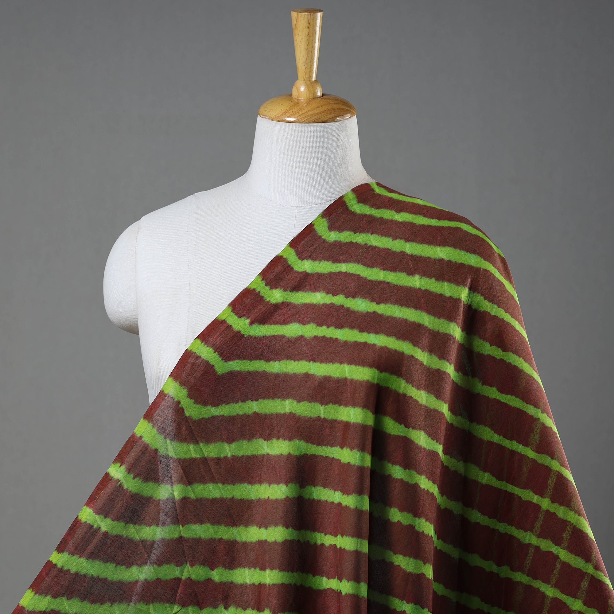 LEHARIYA BY BADSHAH MIYAN Brown - Multicolour Leheriya Tie-Dye Chanderi Silk Fabric 10