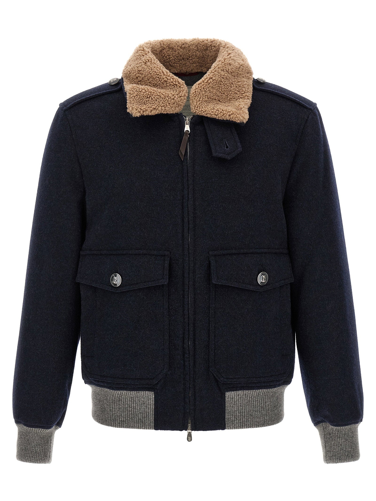 Brunello Cucinelli Cashmere Bomber Beaver – 100% cashmere