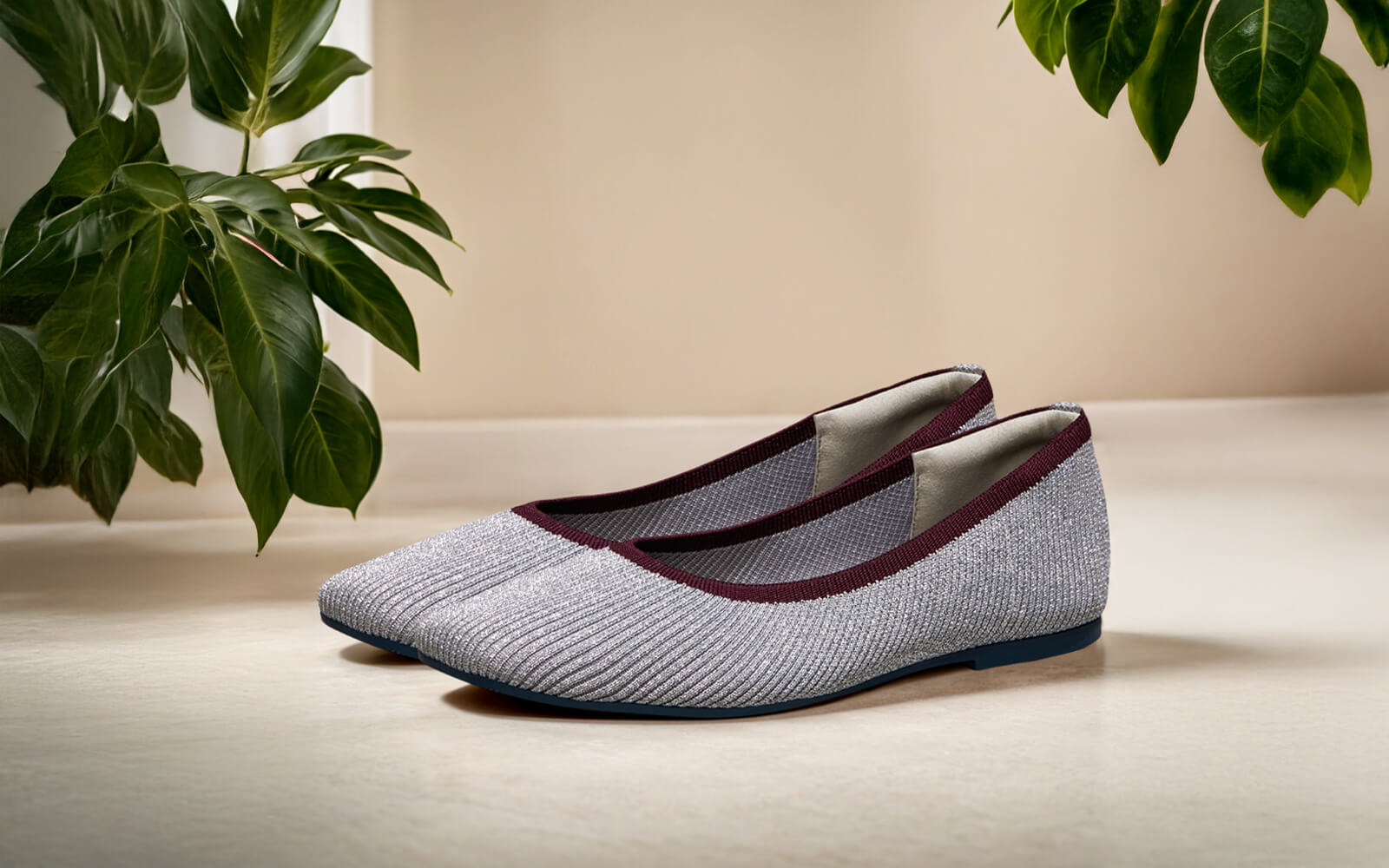 Neeman's Metallic Square Flats : Grey-Silver - view 2