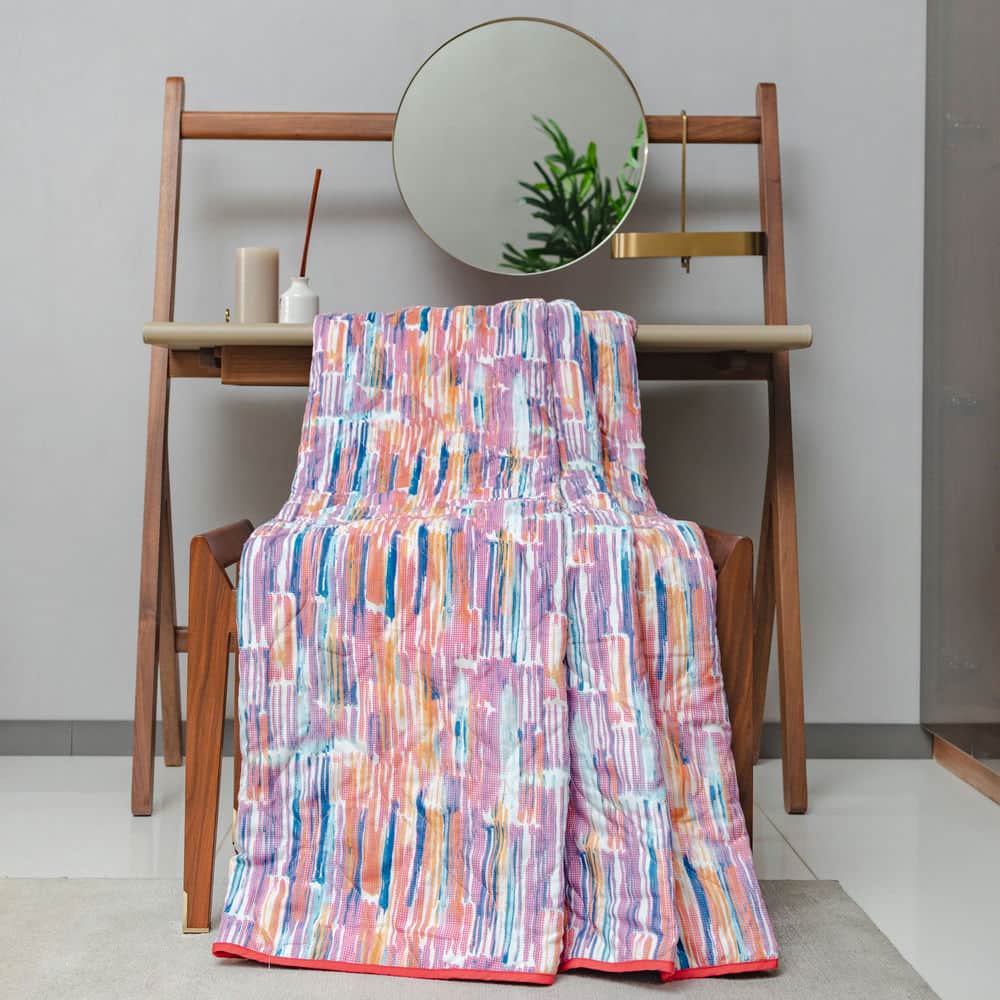Urban Space -Home Furnishing Store Cotton Bedsheet + AC Blanket Combo Pack - (Combo 14 - Paradise Pink and Blue + Jaipur) - view 3