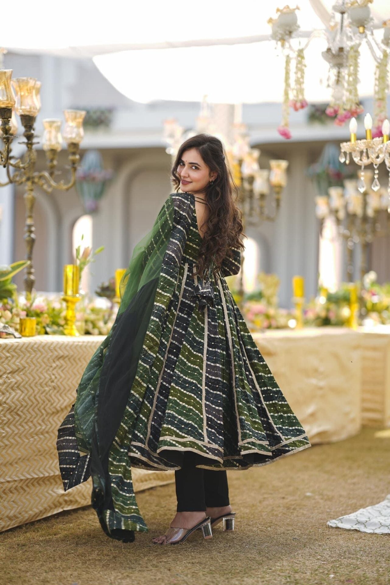 Idaho-o Sitara green rayon suit set - view 4