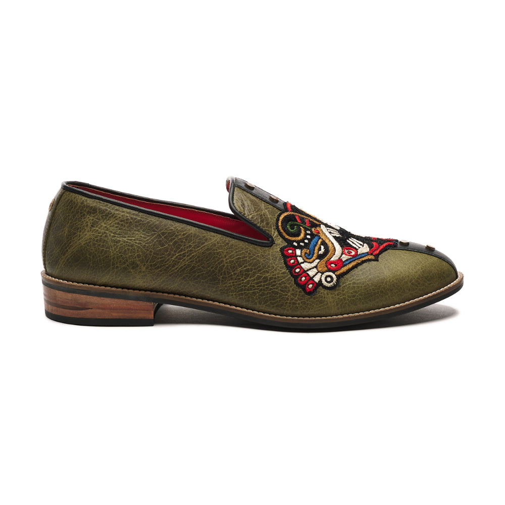 Banjaaran India Leon Loafers Men – Olive - view 3