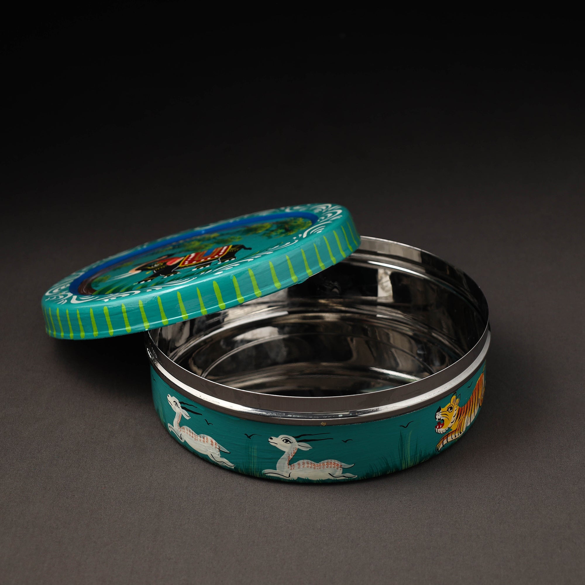 AAYAAS Banaras Handpainted Stainless Steel Roti Box 02 - view 2