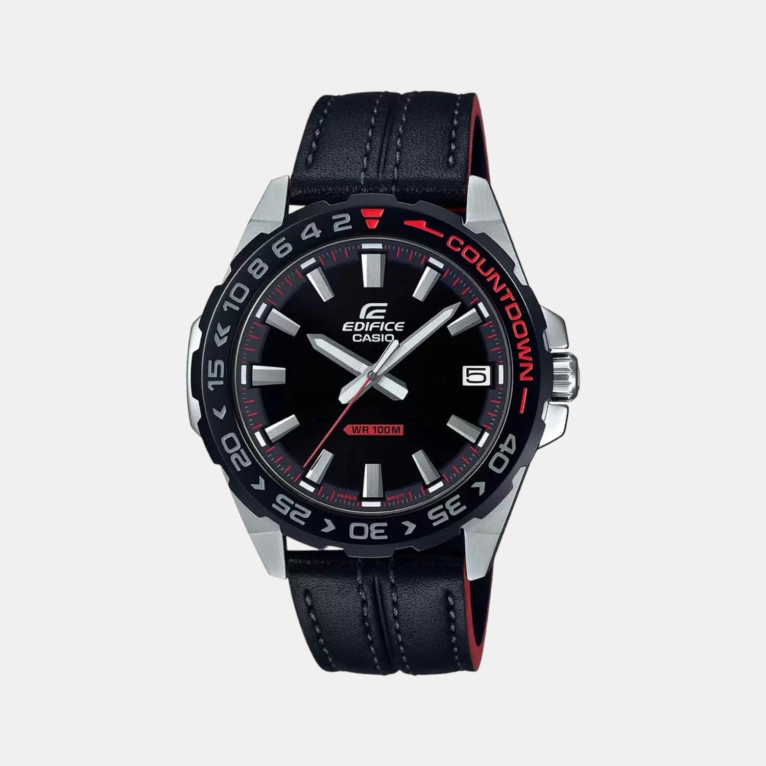 Casio Edifice Men Quartz Black Dial Analog Leather Watch ED483