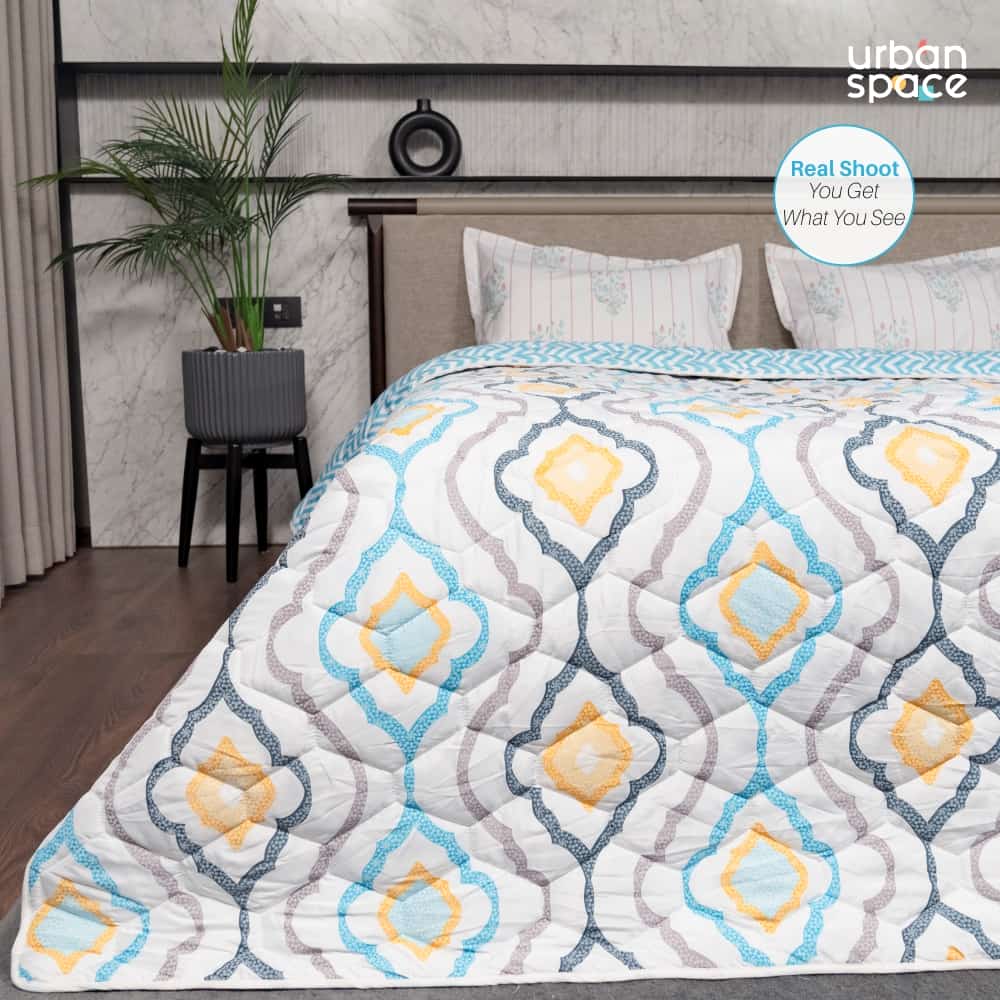 Urban Space -Home Furnishing Store Fluffy & Heavy 200 GSM Microfiber Reversible Quilted Winter Comforters (Morocco-Single, Double)