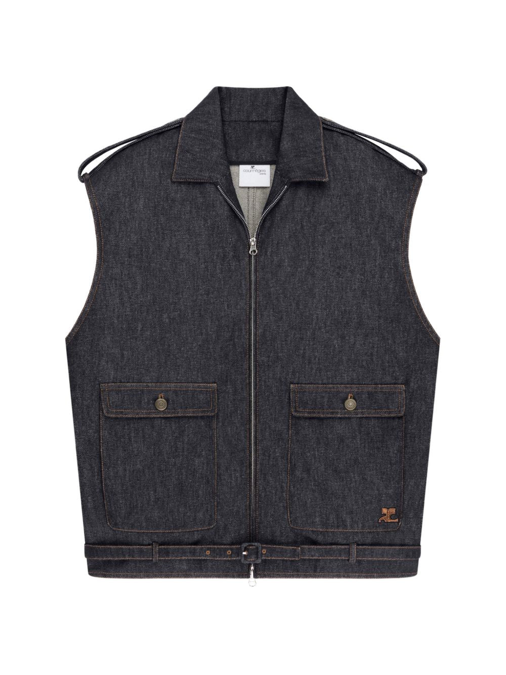 Courreges Denim sleeveless bomber jacket – Cotton 100%