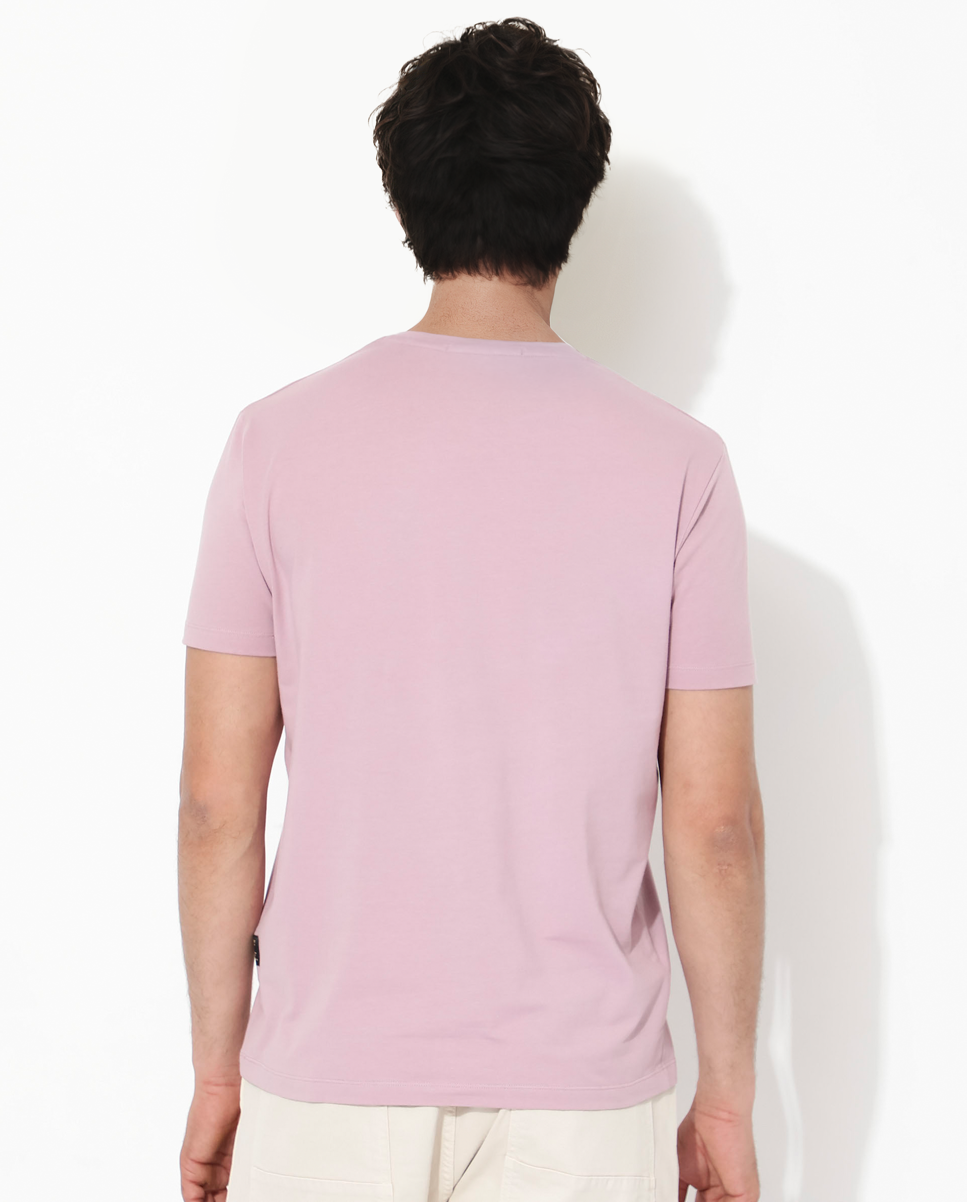 Rare Rabbit Articale Mens Bolt Dusky Pink Cotton Lycra Fabric Short Sleeve Crew Neck Regular Fit Graphic Print T-Shirt - view 7