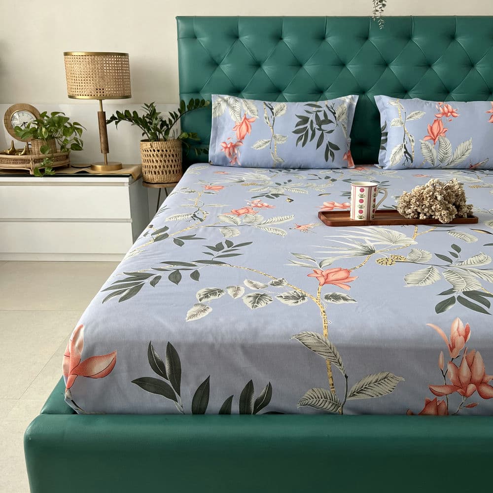 Urban Space -Home Furnishing Store Cotton Bedsheet + AC Blanket Combo Pack - (Combo 20 - Bloom Ray Grey + Mexico) - view 2