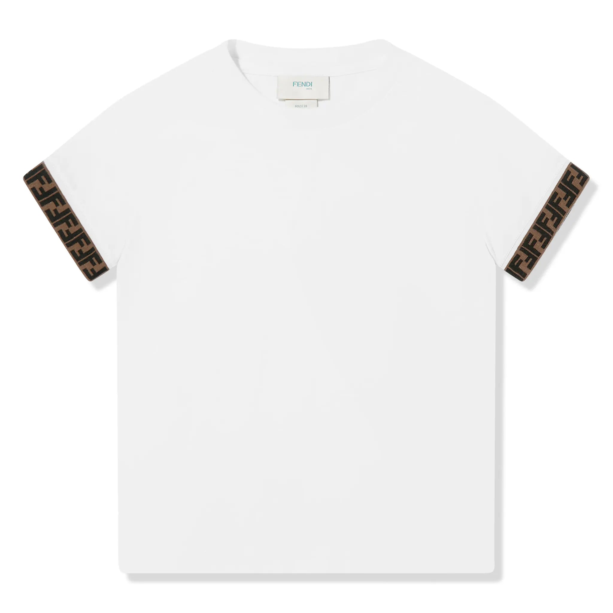 Fendi Logo Trim Kids White T Shirt