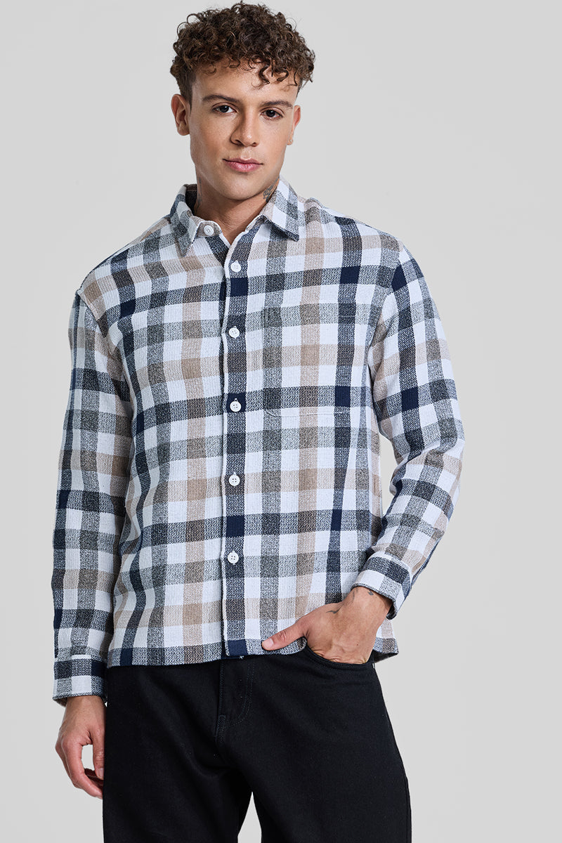 SNITCH Navy Box Fit Gingham Shirt - view 6