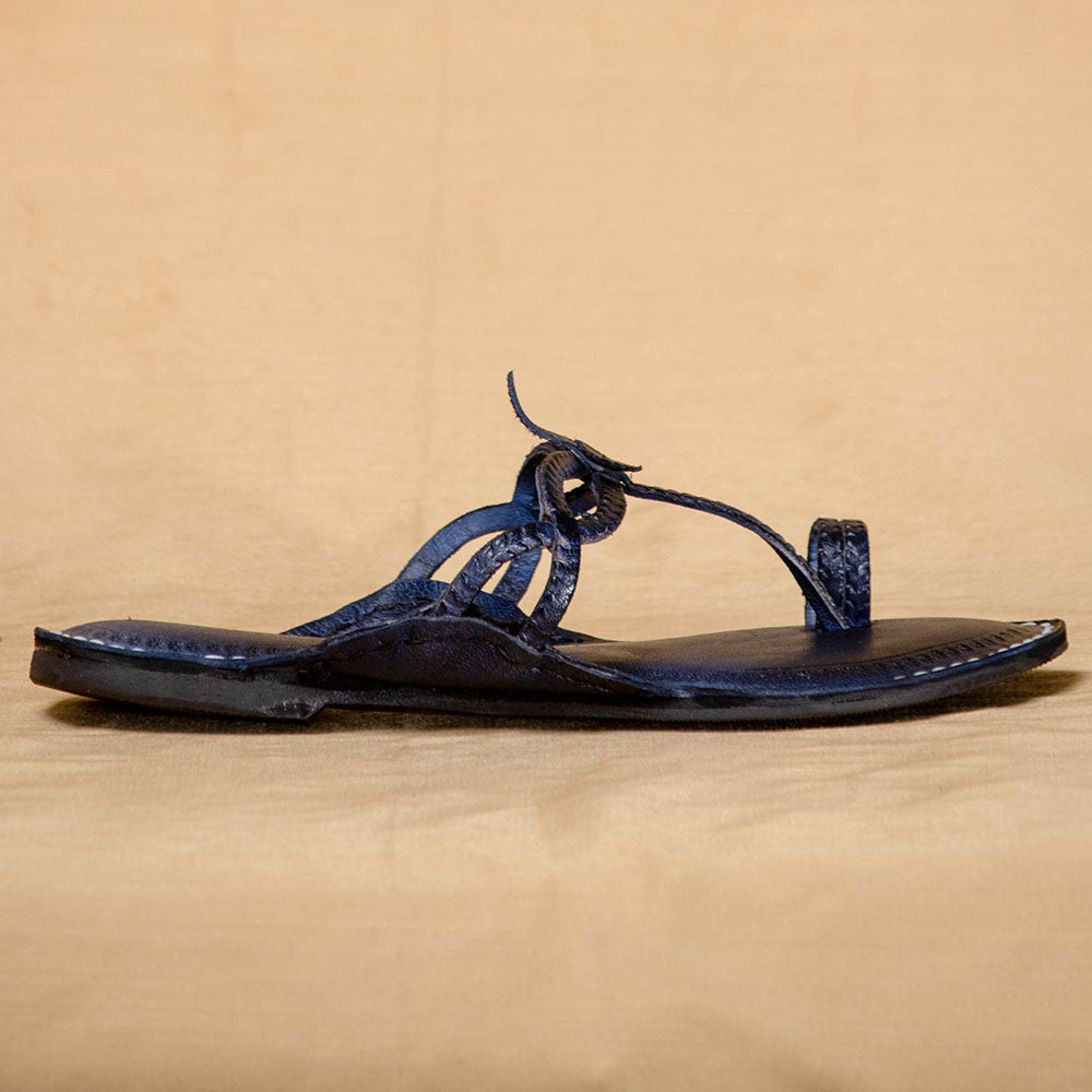 KALAPURI Arthur Navy Blue - Women Chic Palette: Classic Kolhapuri Leather Slippers - view 7