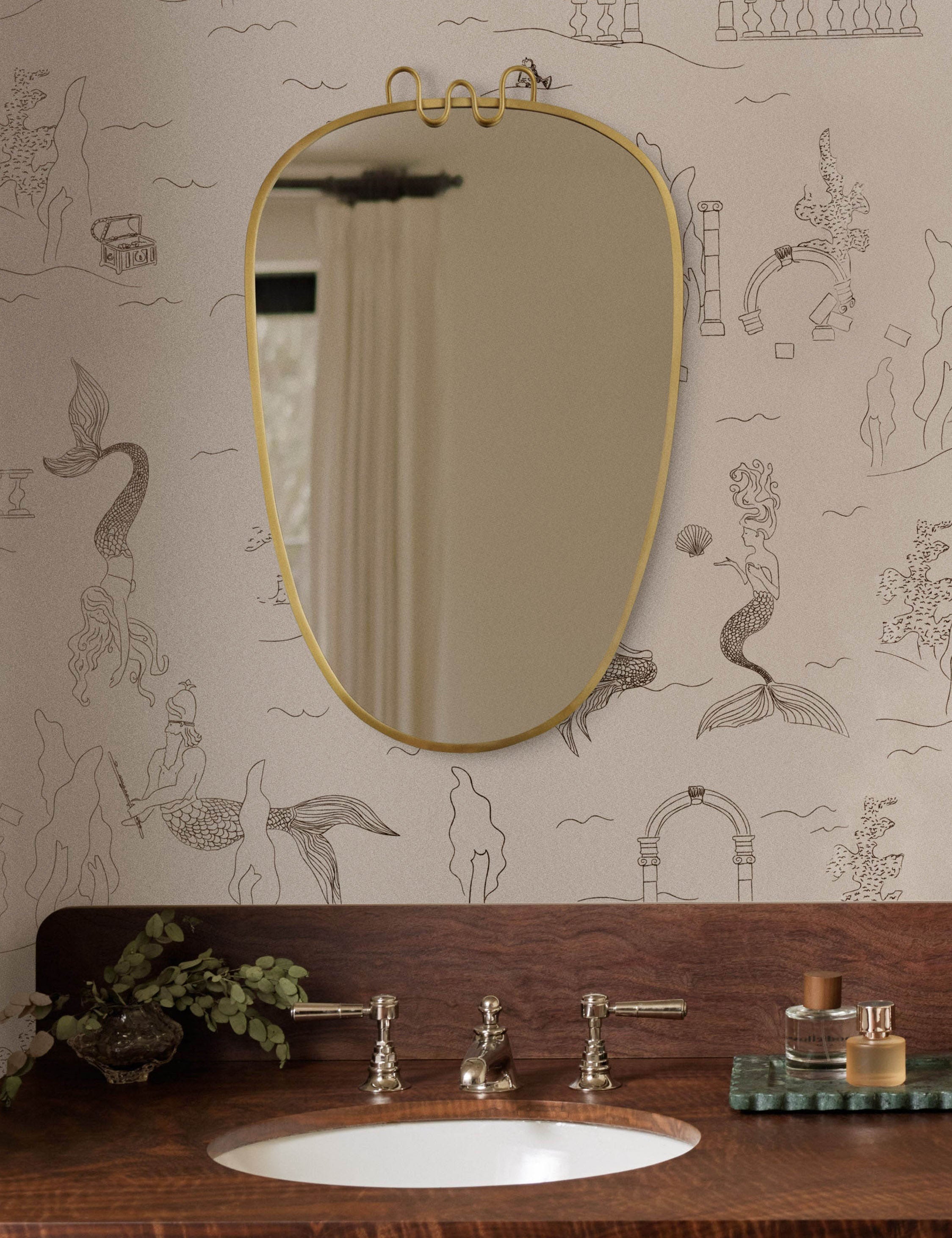 Lulu and Georgia Mermaid Toile Wallpaper by Sarah Sherman Samuel - view 3