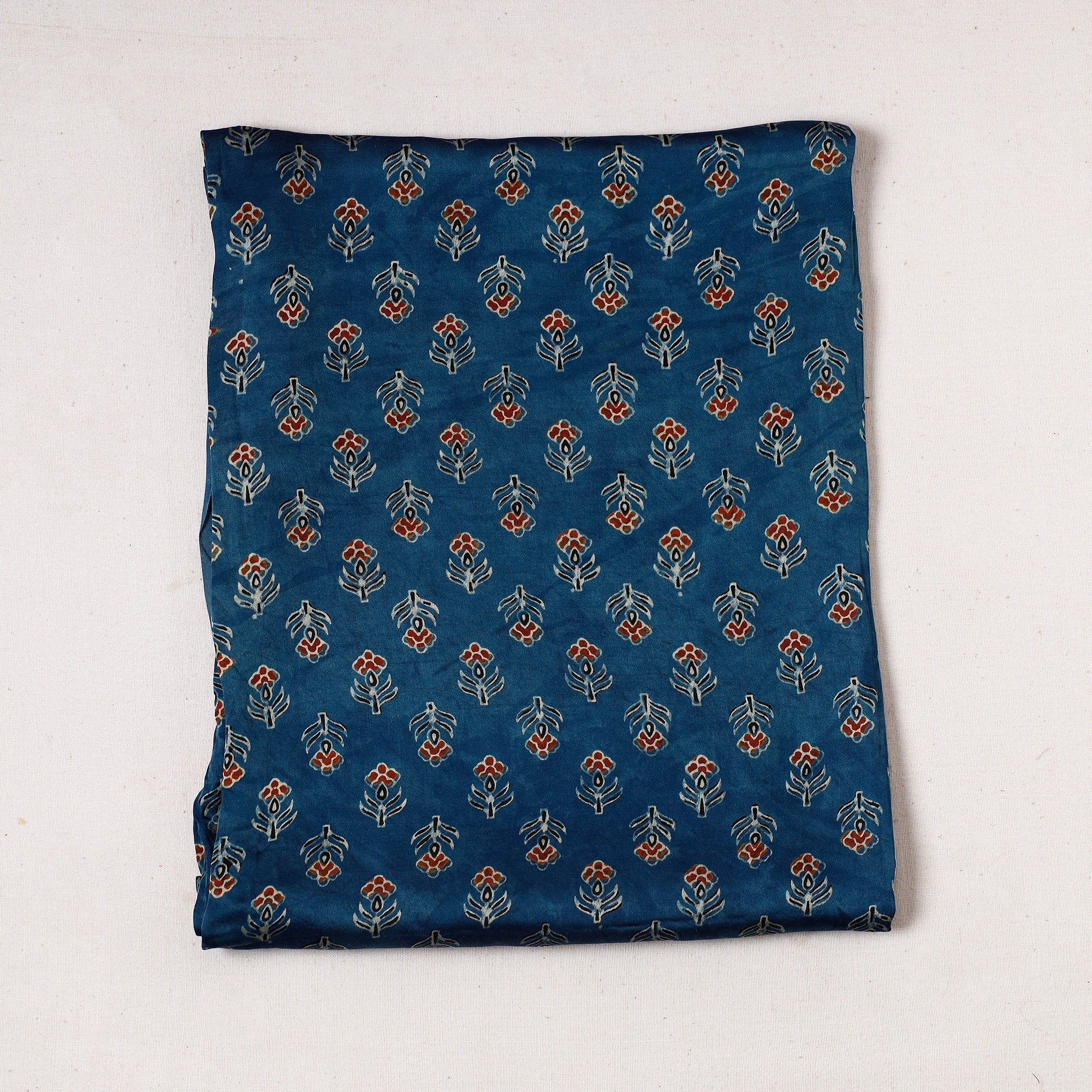 KACHCHH JI CHHAAP Blue - Ajrakh Block Printed Modal Silk Precut fabric