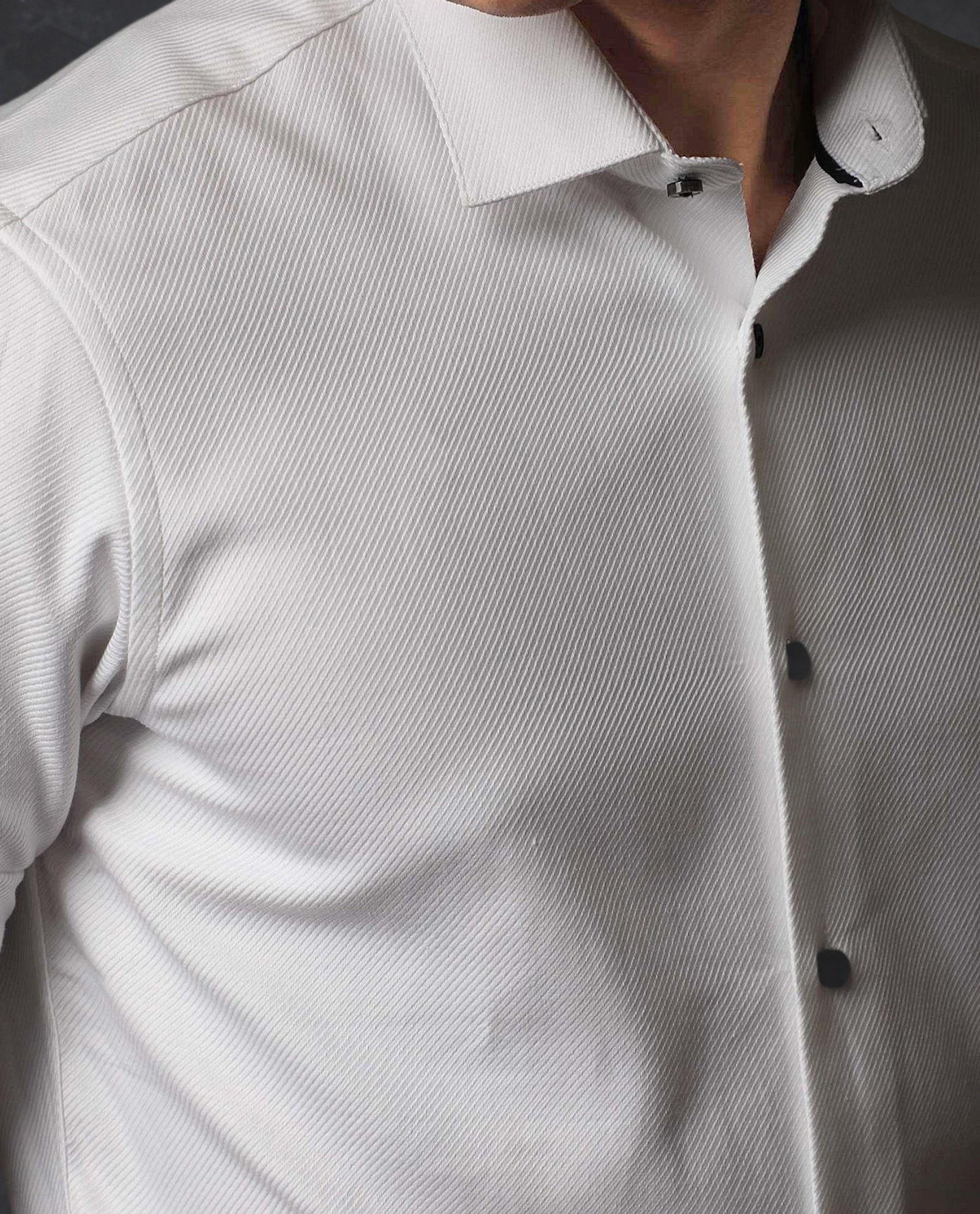 Rare Rabbit Men's Cosa White Cotton Fabric Full Sleeves Solid Shirt - view 4