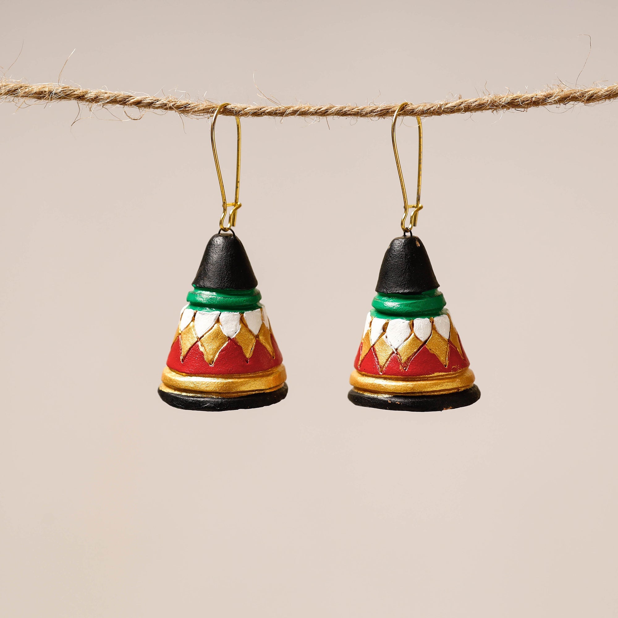 KHUSHBASH - HAPPY LOOM OF EAST Bishnupur Handpainted Dangler Terracotta Earrings 32