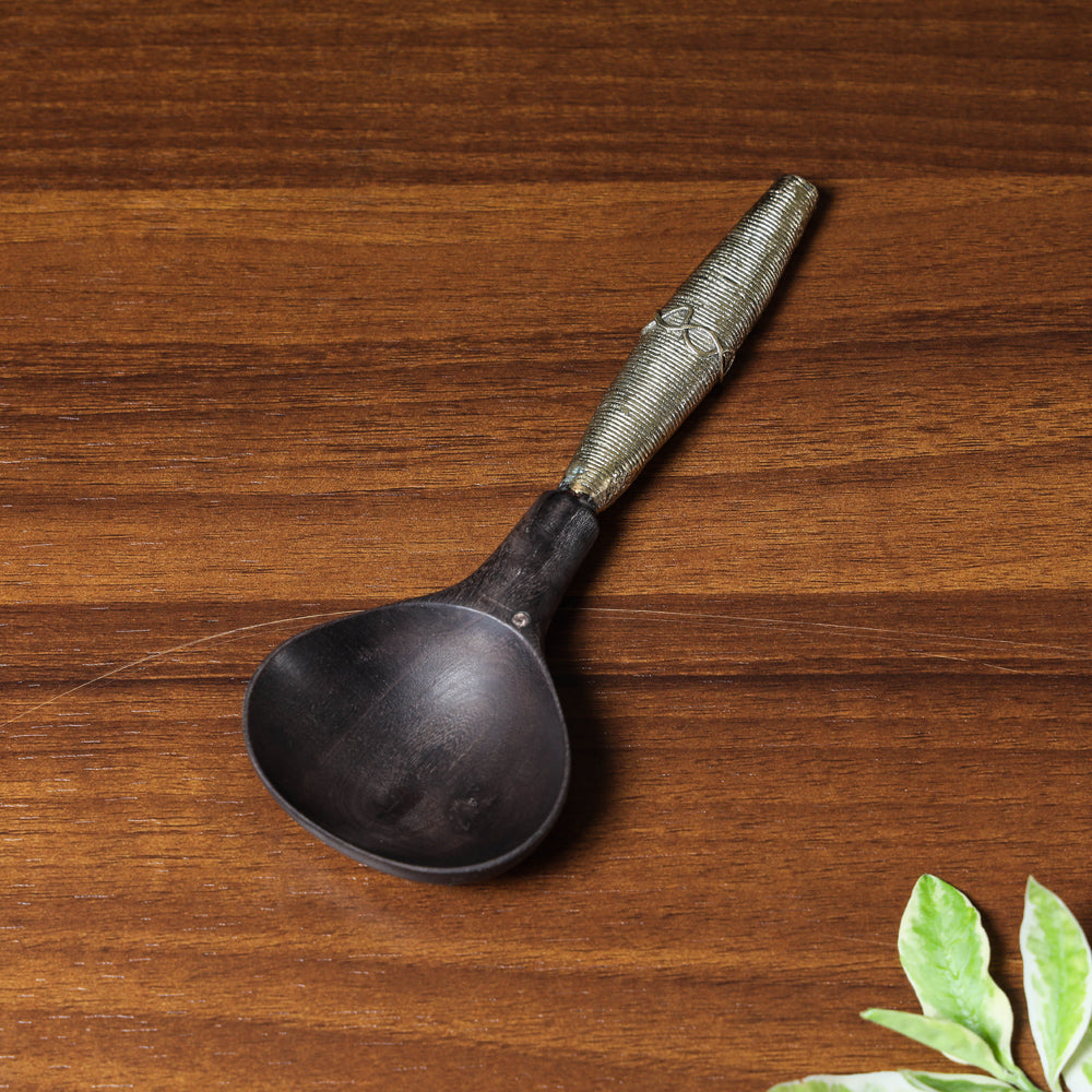 ASHOKA ASSEMBLE - CELEBRATING CRAFTS OF ODISHA Black - Handcarved Tribal Bastar Wooden - Spoon