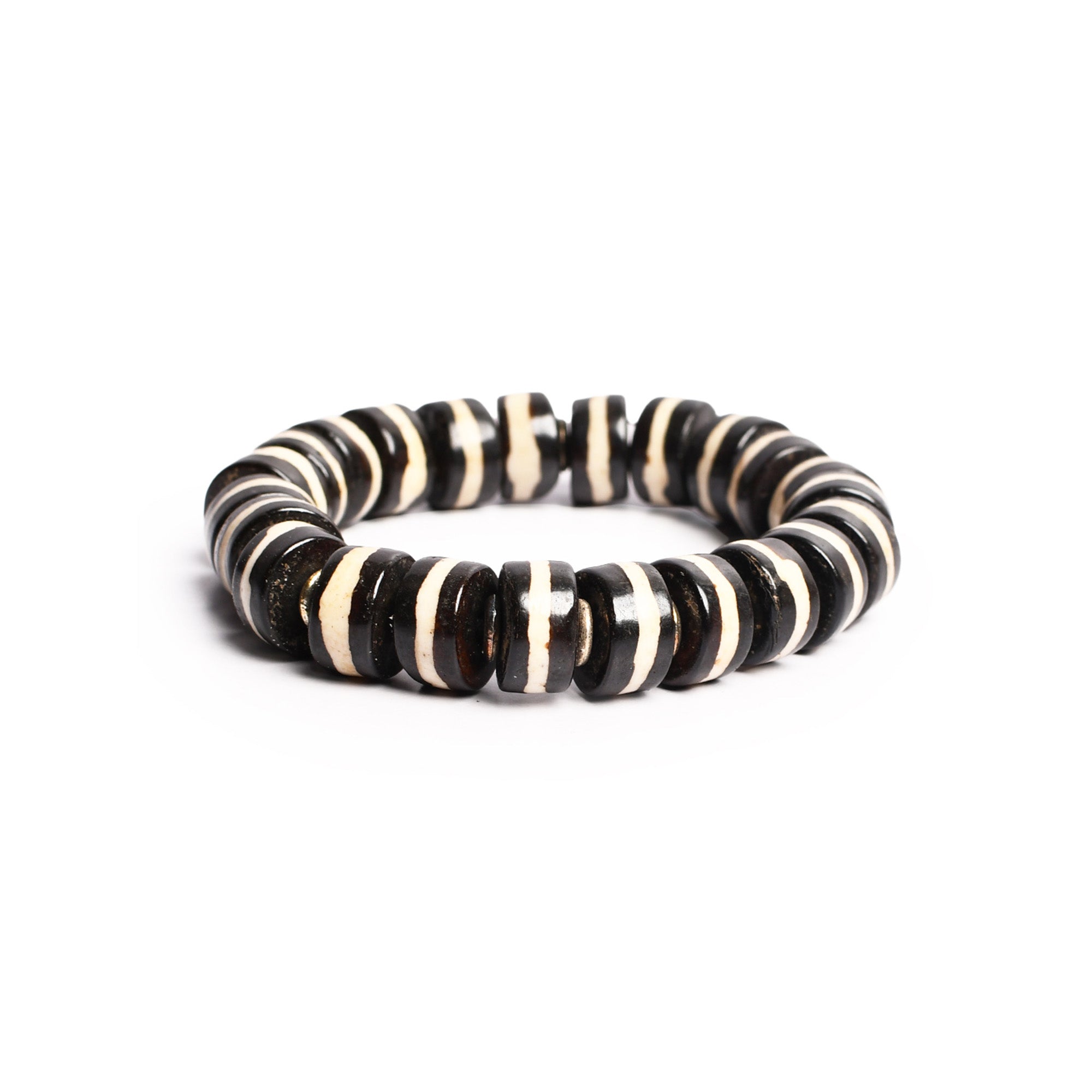 Black & White Beaded Stretchable Bracelet by Bamboo Tree Jewels - view 4