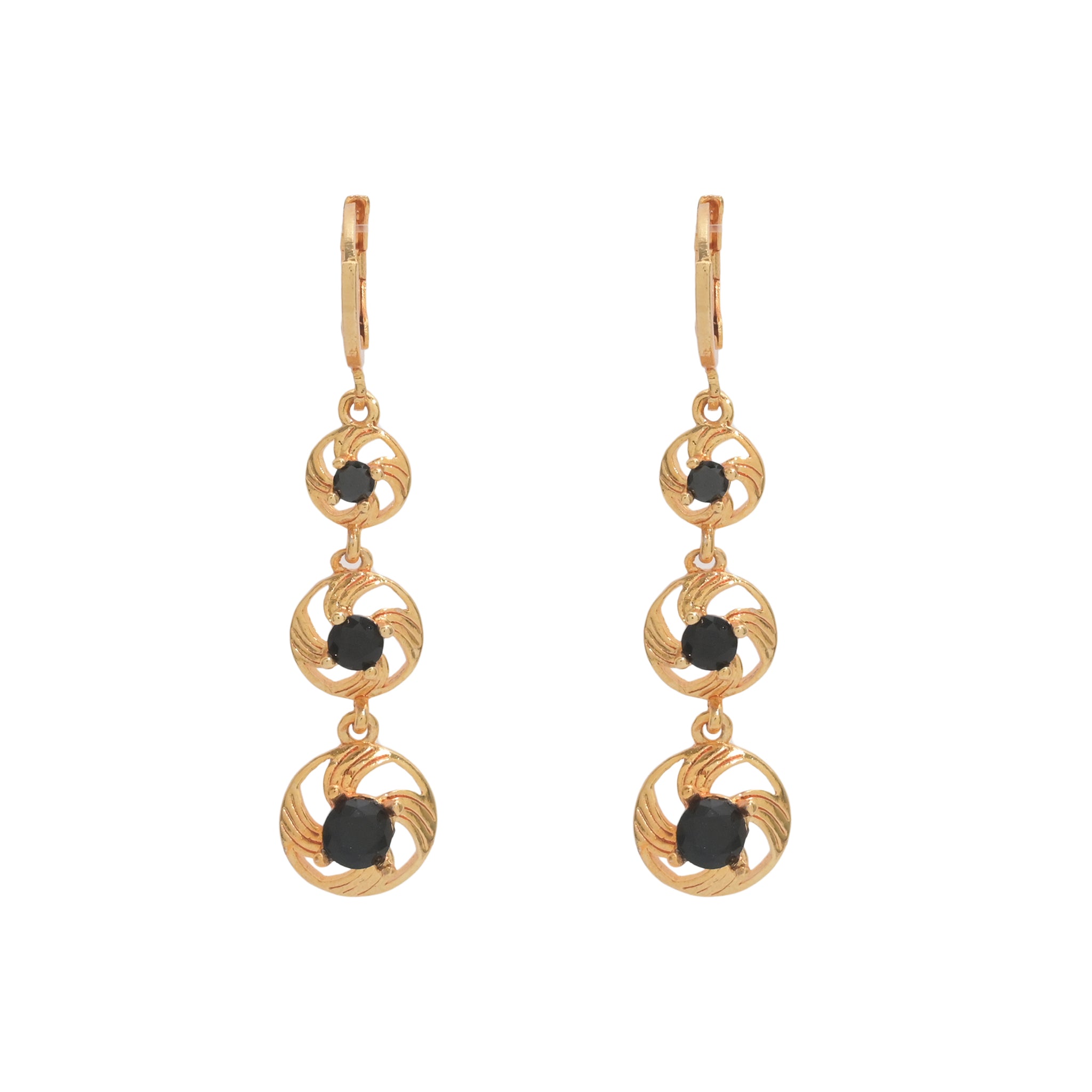 Branta Black Diamond Drop Earrings For Women - view 2
