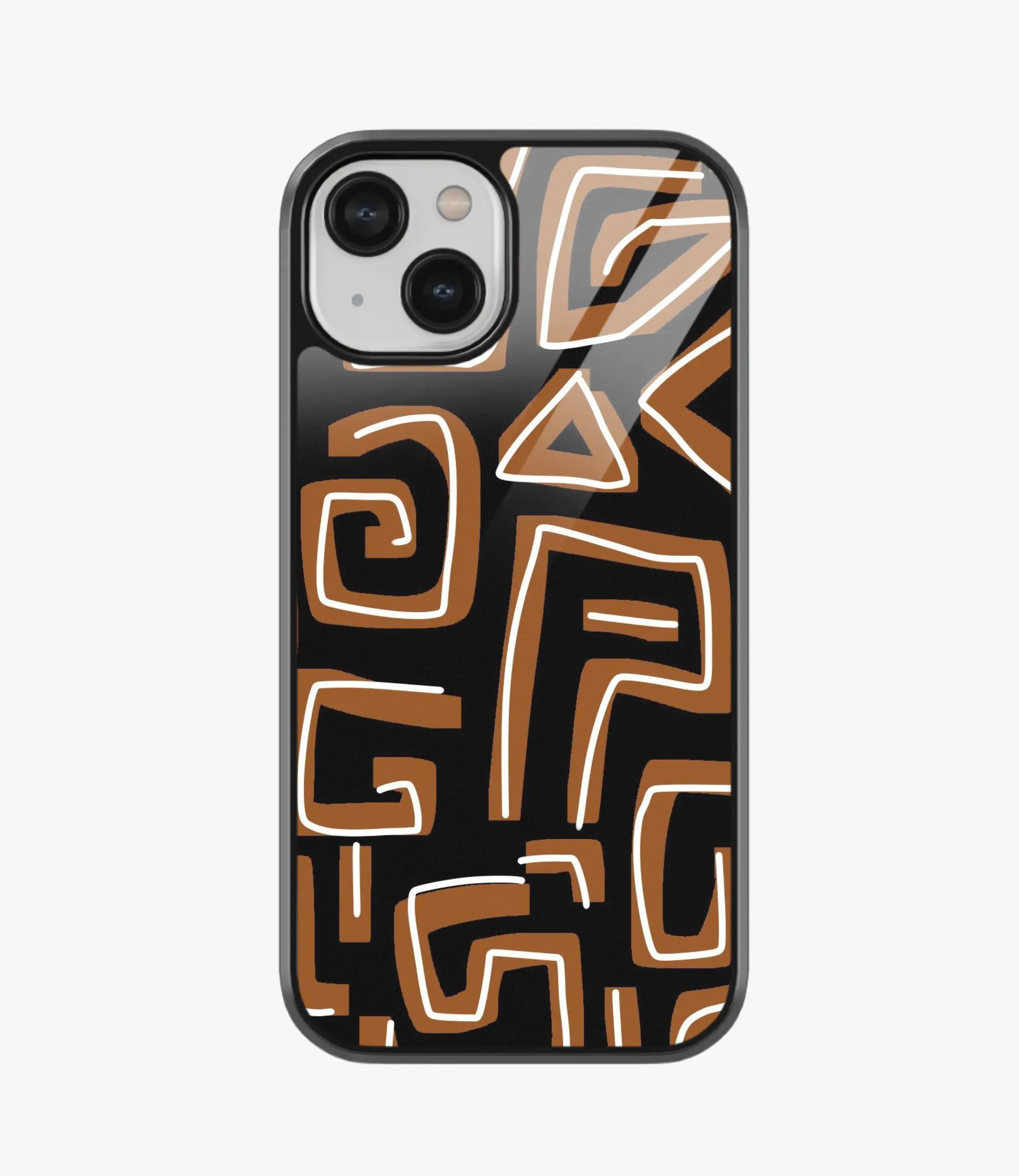The Case Company Abstract Black/Brown Pattern Glass Case