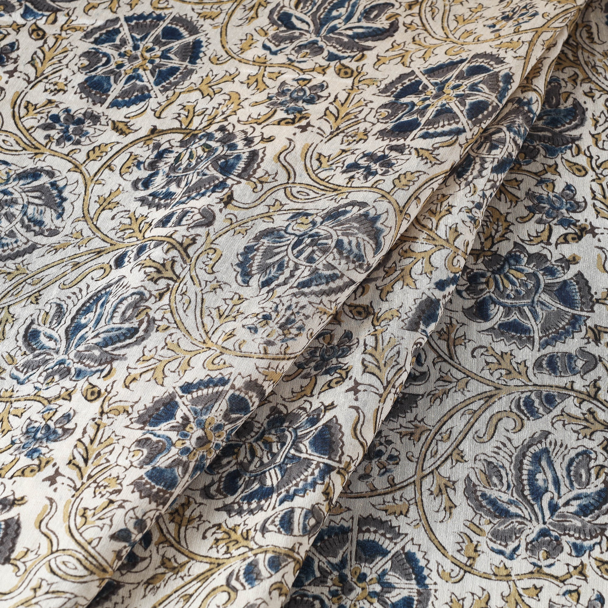 PITCHUKA SRINIVAS KALAMKARI PEDANA Beige - Pedana Kalamkari Block Print Chanderi Silk Fabric - view 2