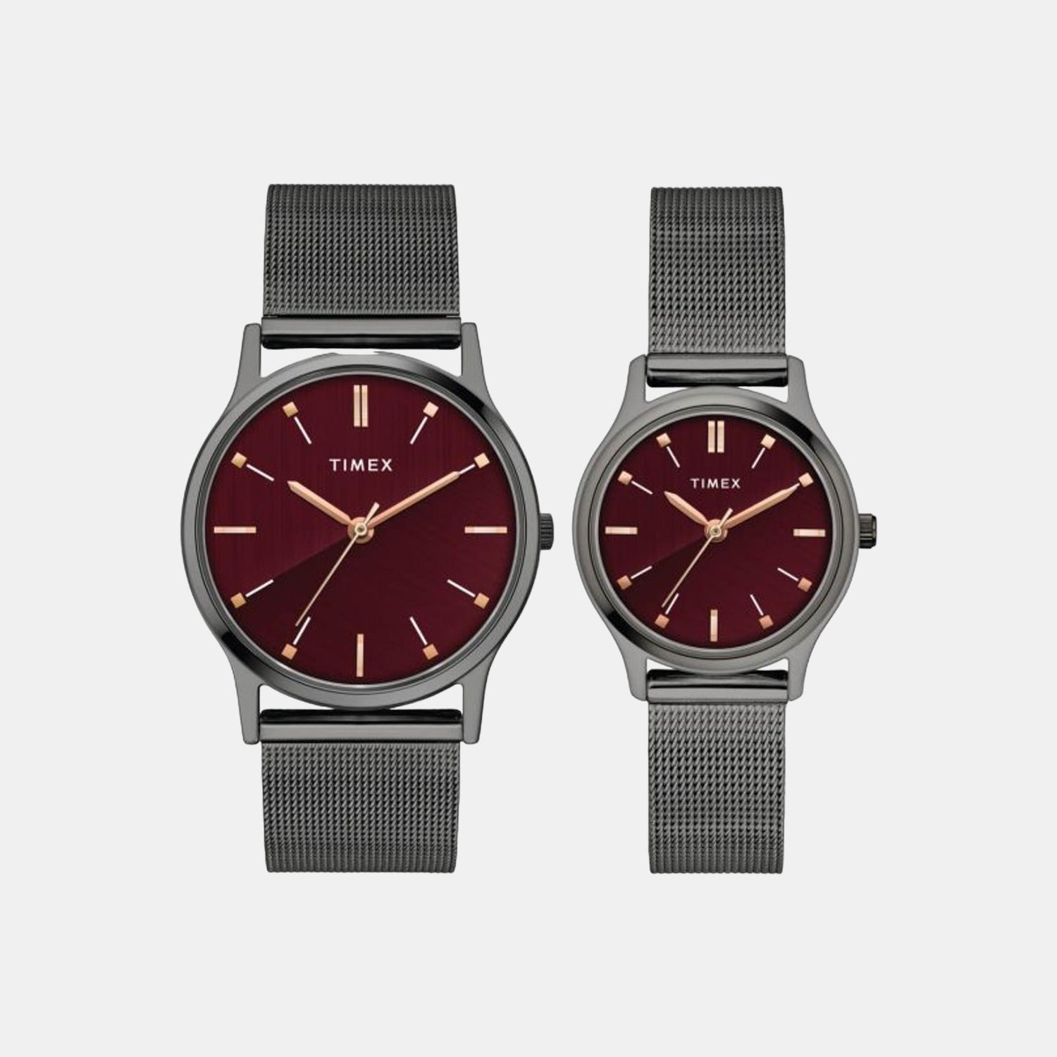 Timex Classics Couple Quartz Red Dial Analog Stainless Steel Watch TW00PR272
