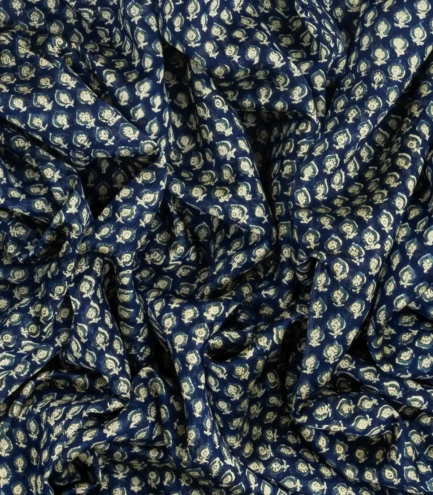 RmKV Navy Blue Woven Chanderi Cotton Saree With Printed Small Motifs - view 3