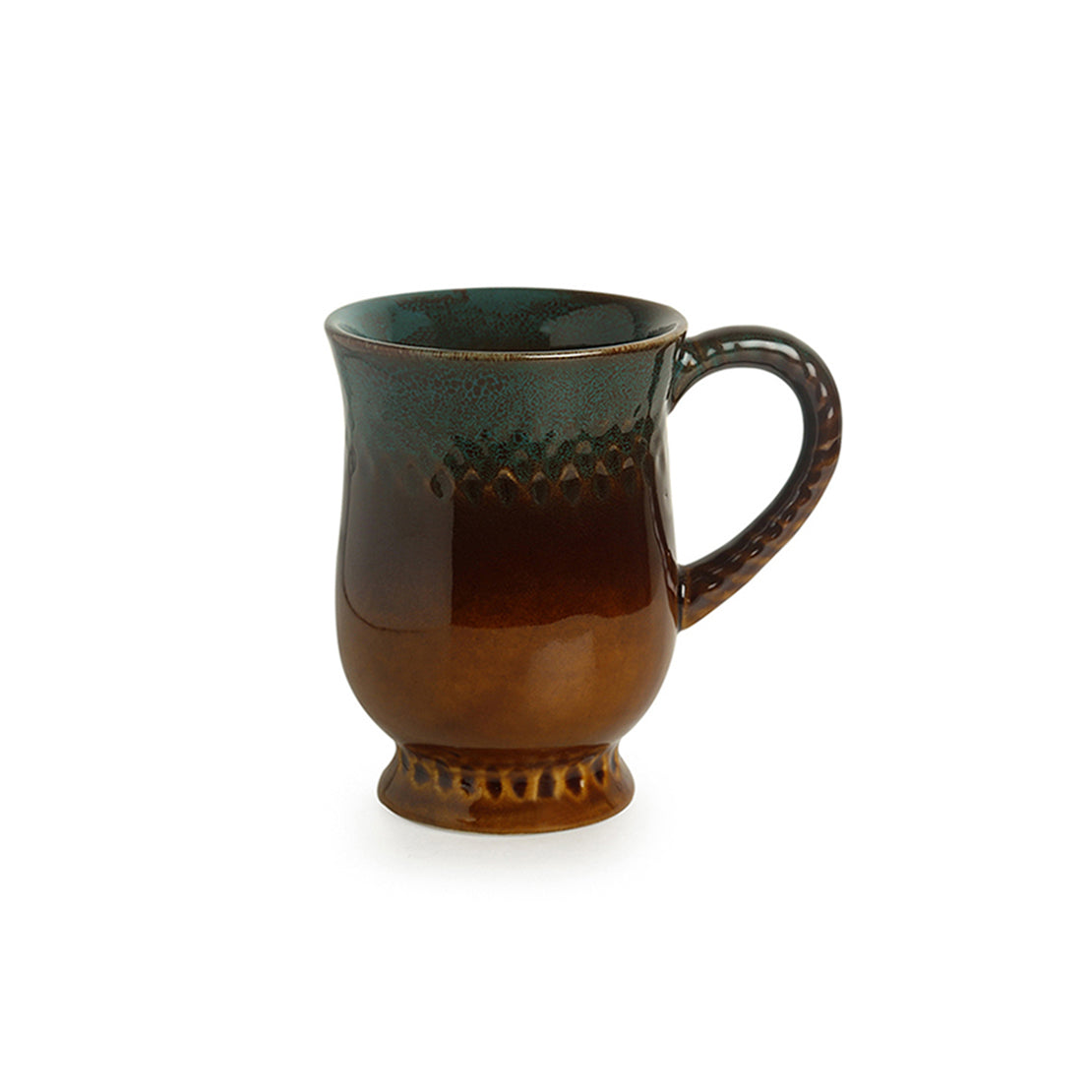 EXCLUSIVELANE 'Amber & Teal' Studio Pottery Tea & Coffee Mug In Ceramic (350ML, Microwave Safe) - view 3